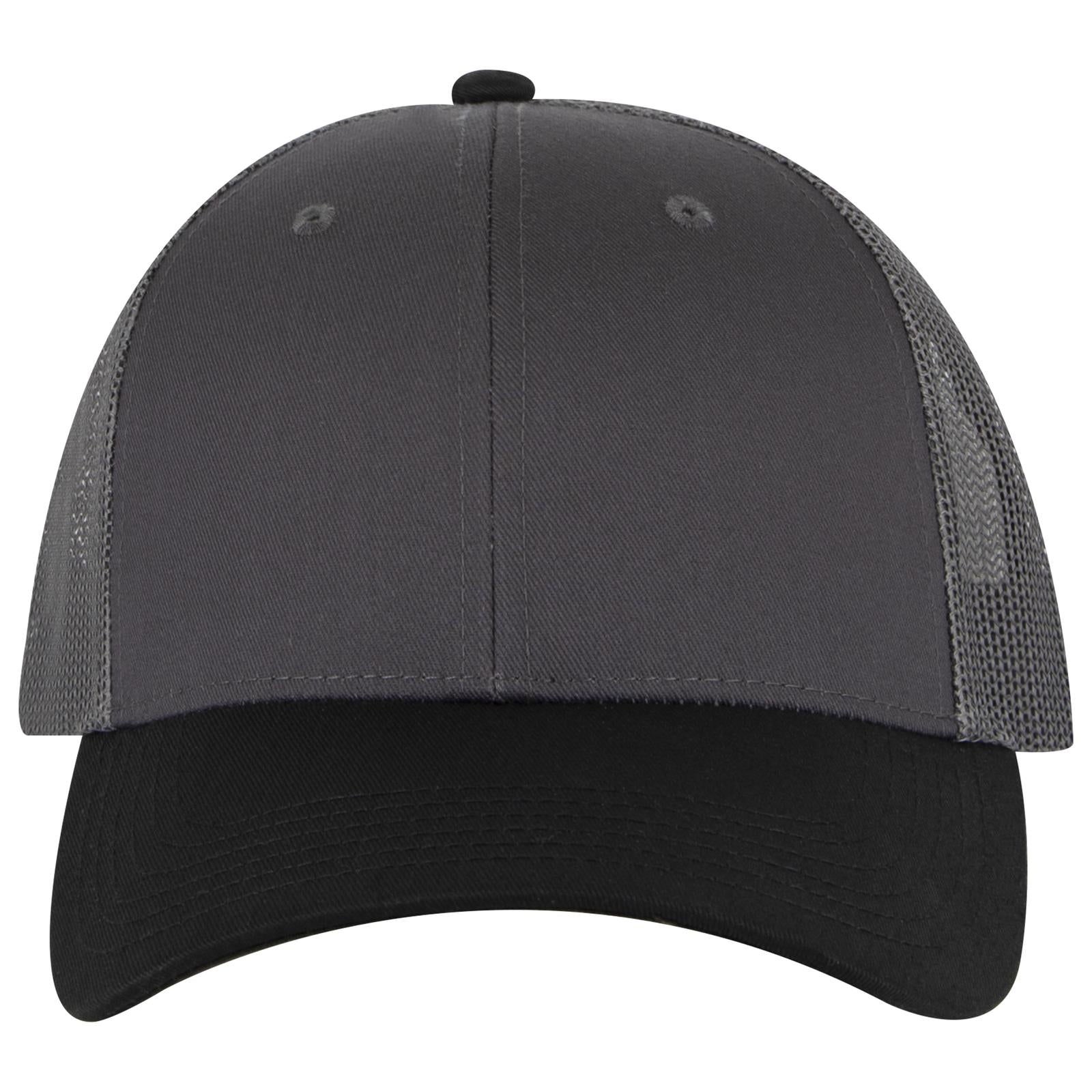 Right View of 032525 - Blk/Ch.Gry/Ch.Gry OTTO CAP 6 Panel Low Profile Mesh Back Trucker Hat