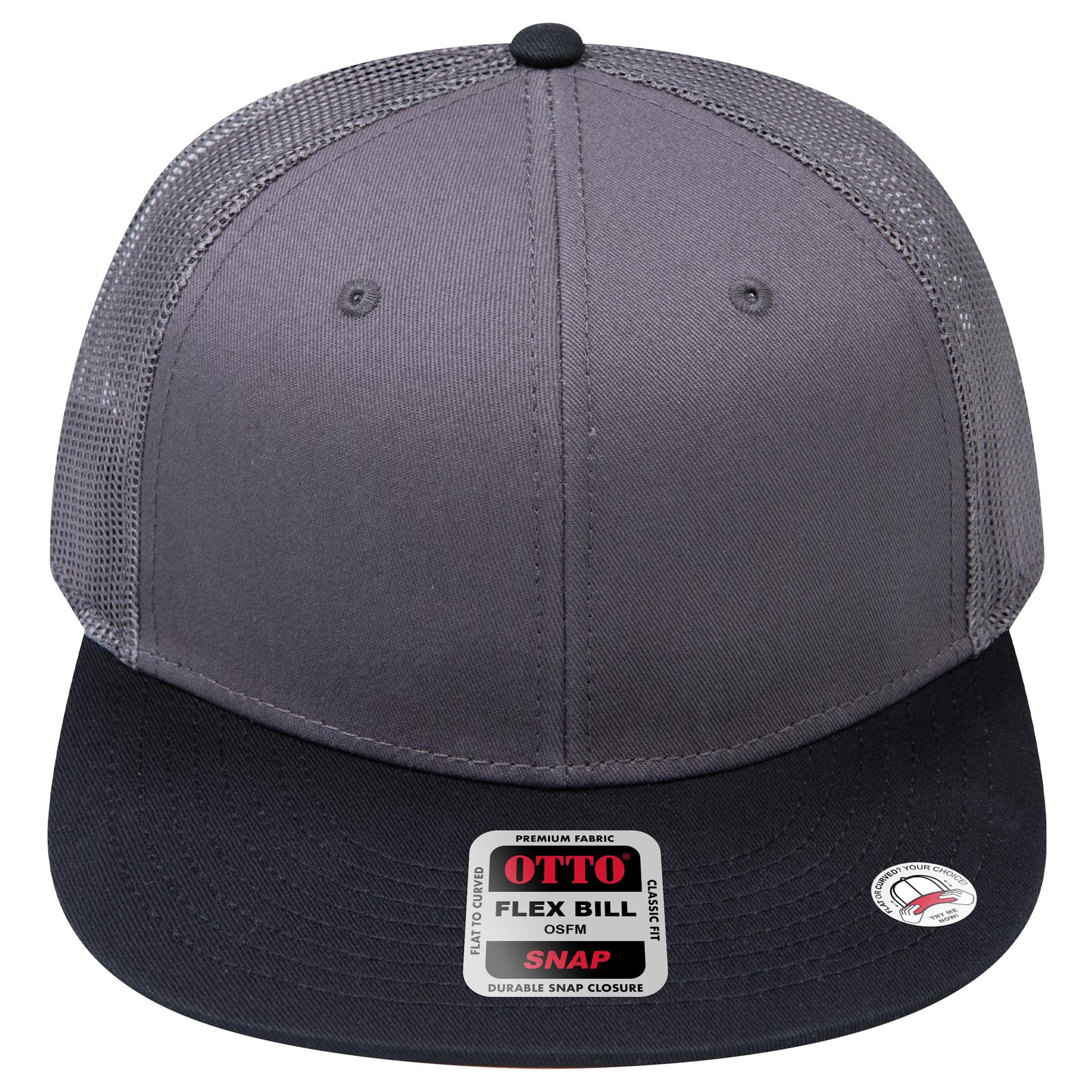 Right View of 032525 - Blk/Ch.Gry/Ch.Gry OTTO CAP "OTTO SNAP" 6 Panel Pro Style Mesh Back Trucker Snapback Hat