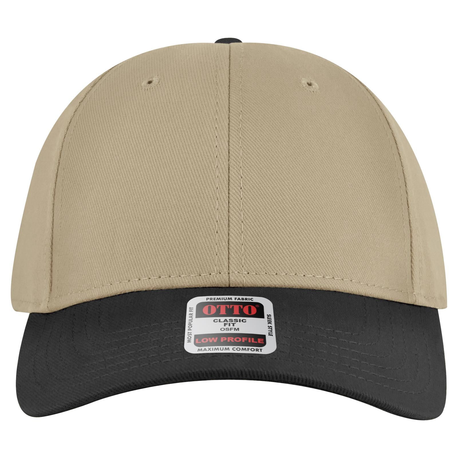 Right View of 0332 - Blk/Kha OTTO CAP 6 Panel Low Profile Baseball Cap