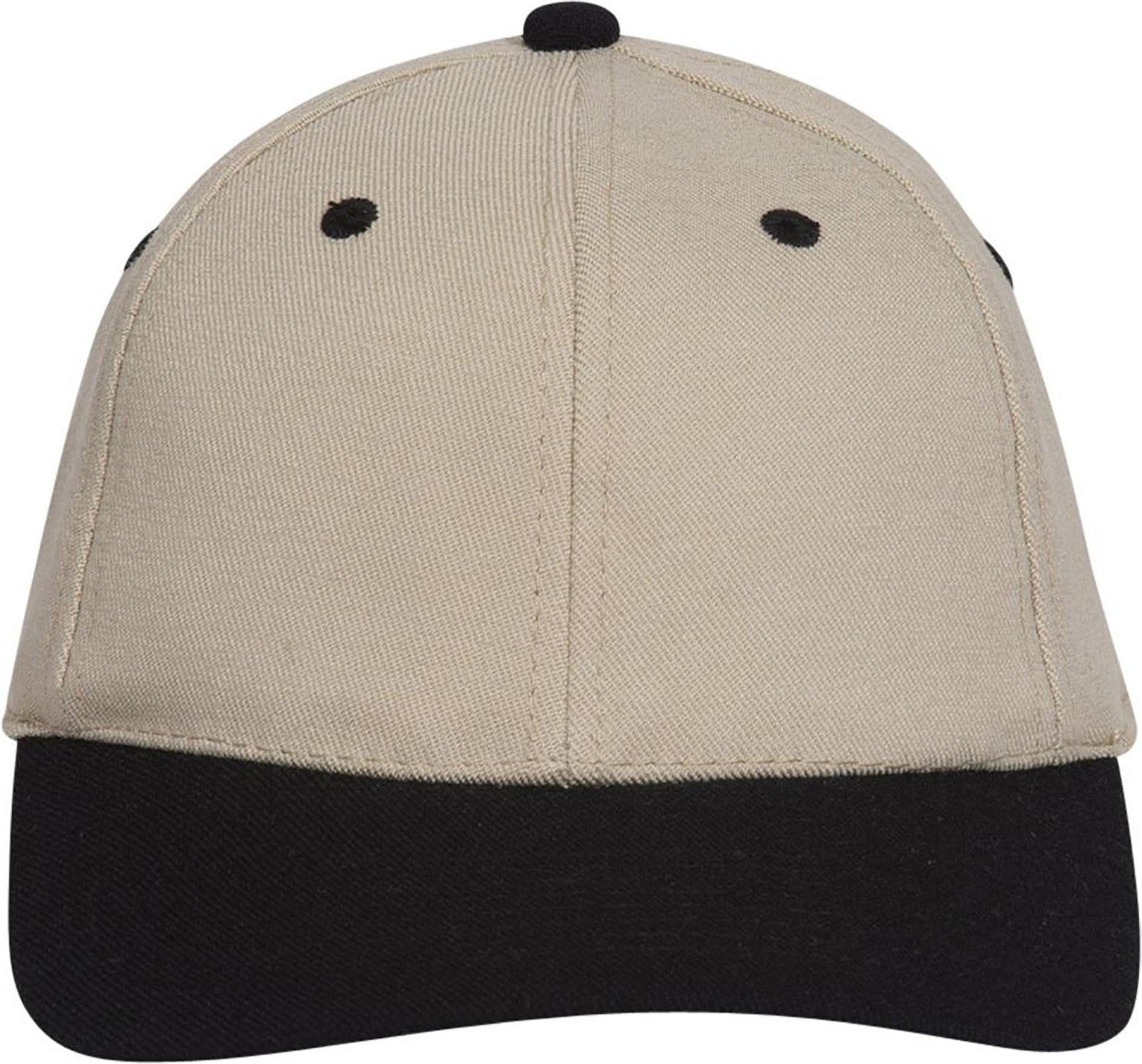 Front View of 0332 - Blk/Kha OTTO CAP "OTTO FLEX" Fitted 6 Panel Low Profile Baseball Cap