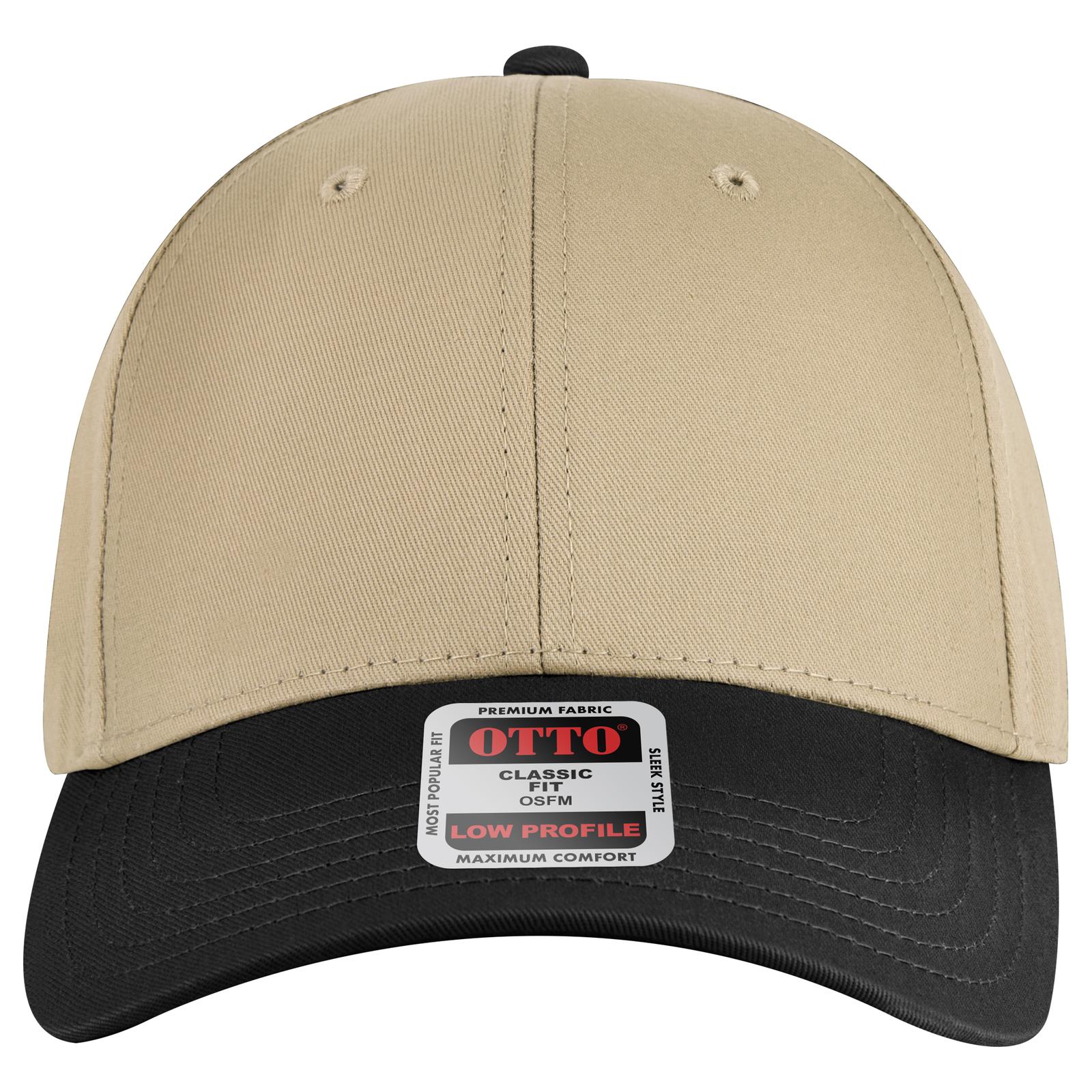 Front View of 033232 - Blk/Kha/Kha OTTO CAP 6 Panel Low Profile Baseball Cap