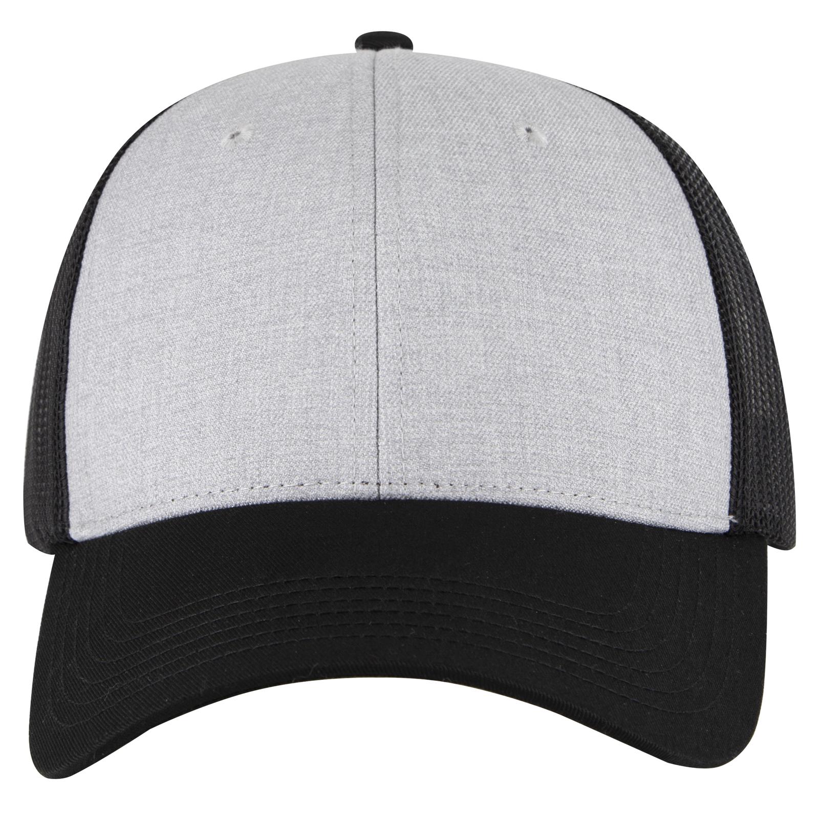 Right View of 037403 - Black/Heather Gray/Black OTTO CAP 6 Panel Low Profile Mesh Back Trucker Hat