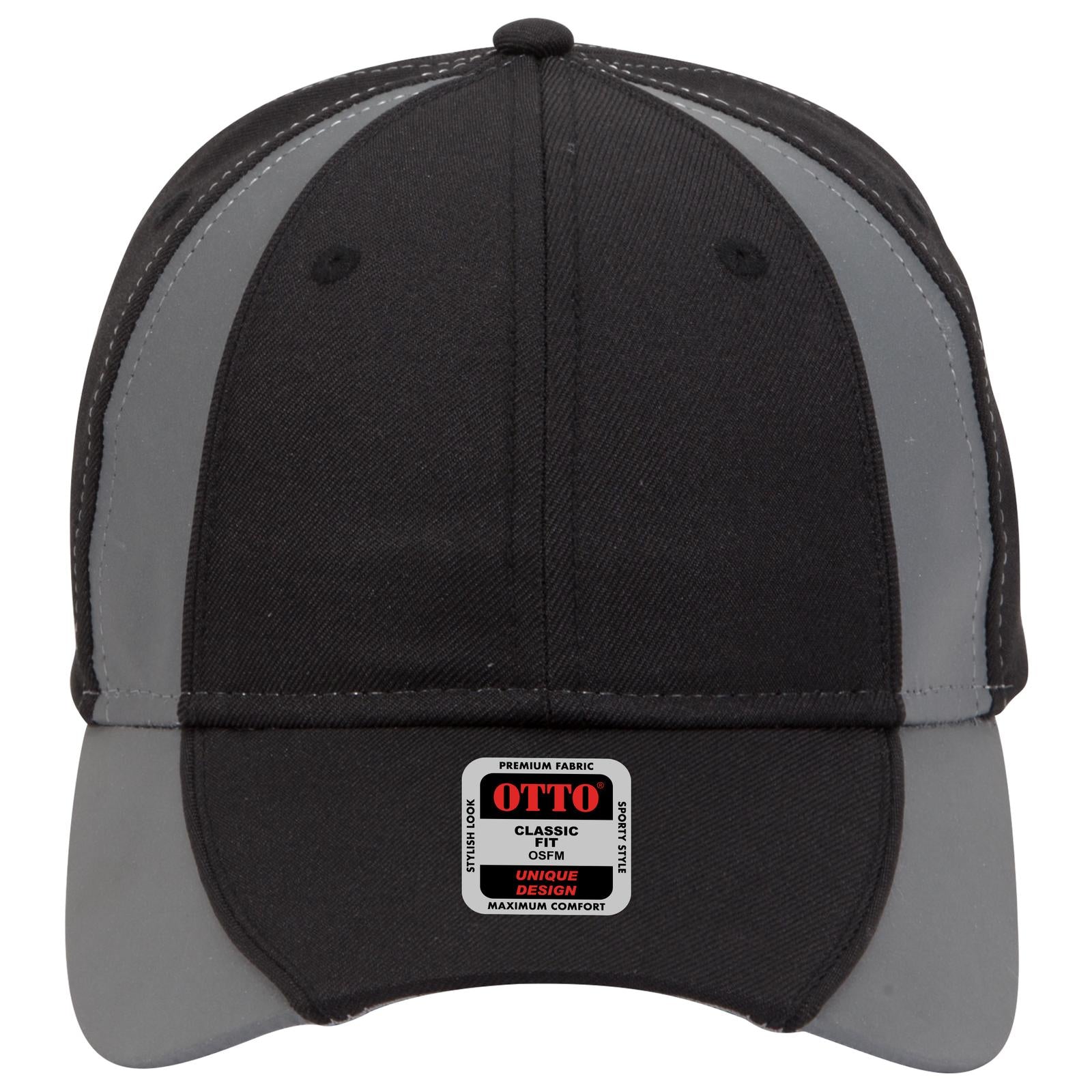 Right View of 0398 - Blk/Ref.Gry OTTO CAP 6 Panel Low Profile Baseball Cap