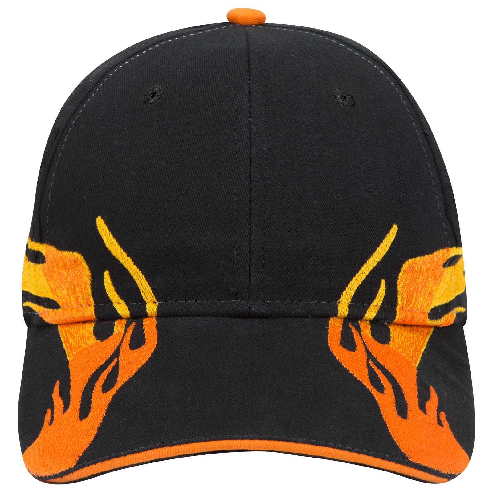 Front View of 039965D - Blk/Com/B.Org OTTO CAP 6 Panel Low Profile Baseball Cap