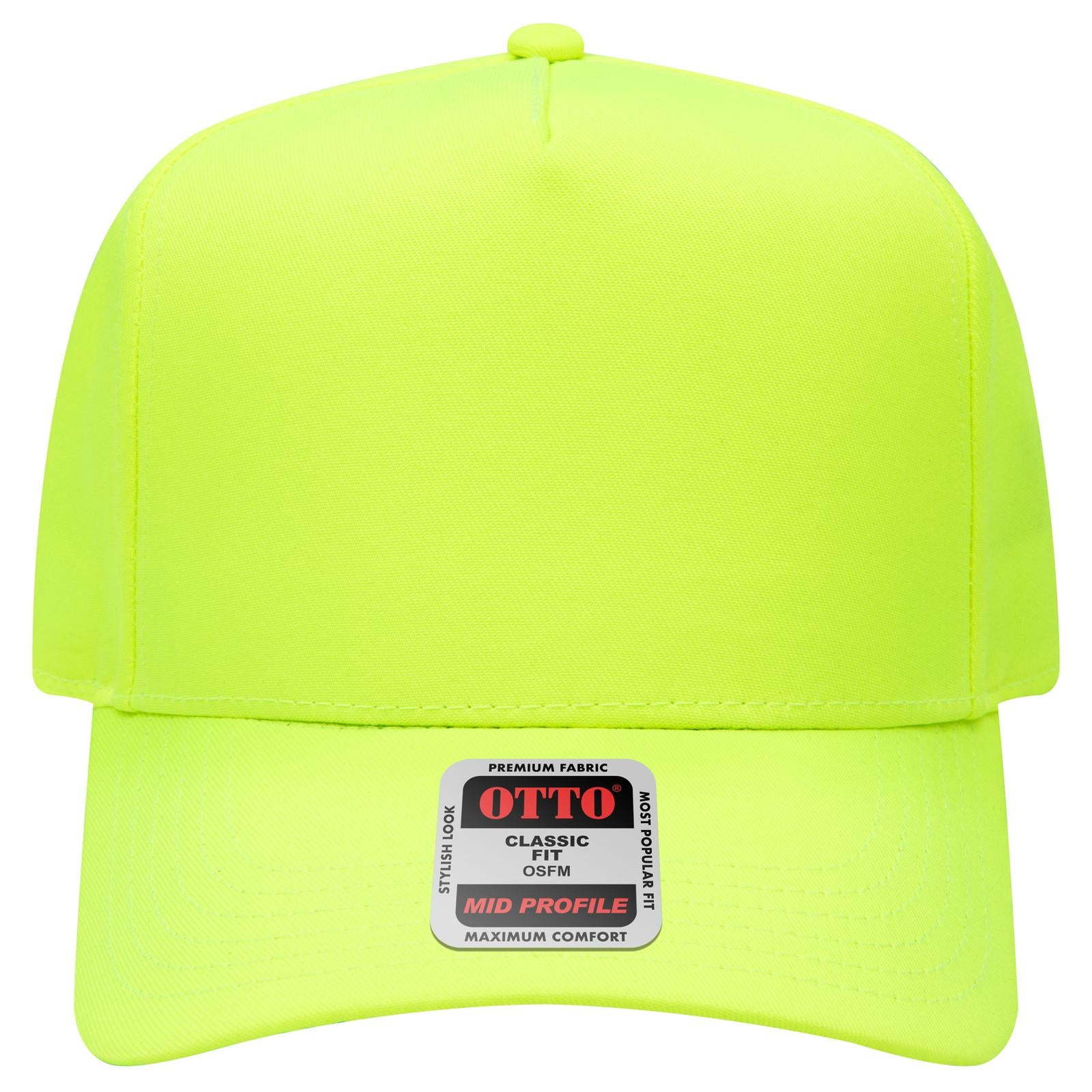 Right View of 040 - N. Yellow OTTO CAP 5 Panel Mid Profile Baseball Cap