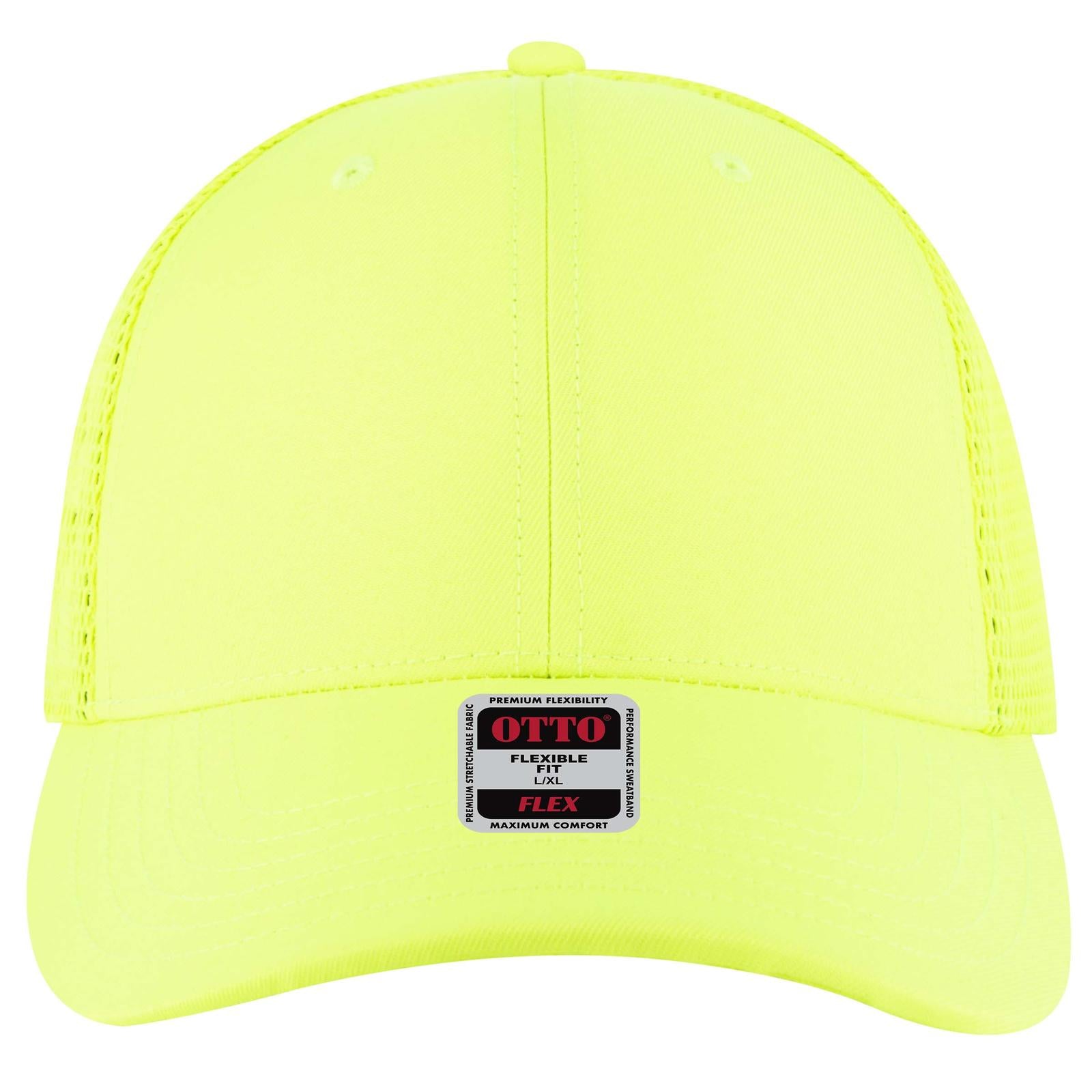 Right View of 040 - N. Yellow OTTO CAP "OTTO FLEX" Fitted 6 Panel Low Profile Mesh Back Trucker Hat