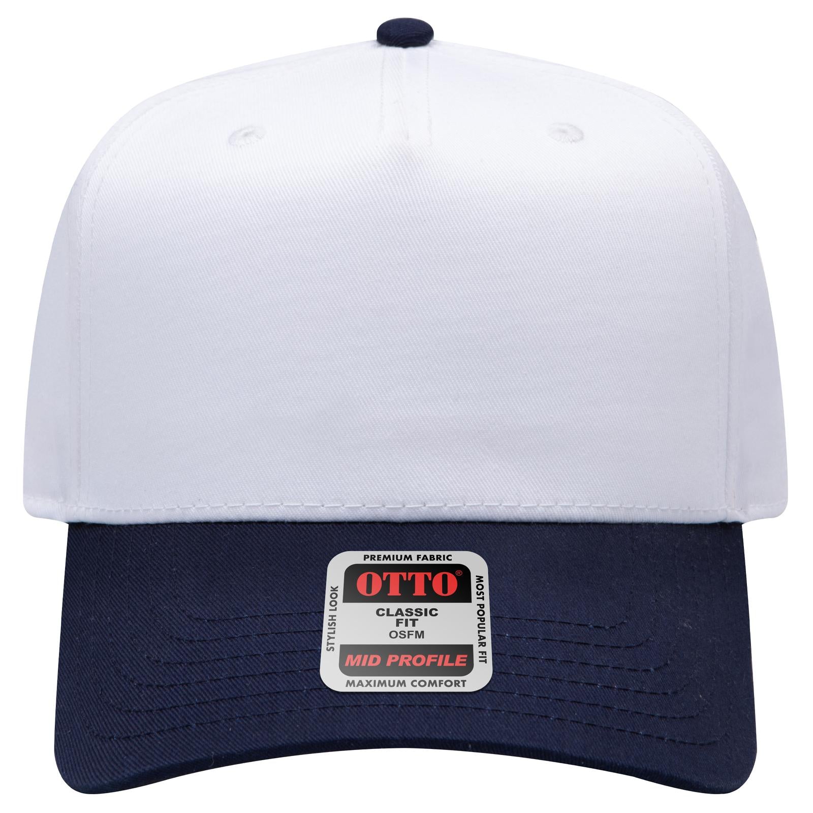 Right View of 0416 - Nvy/Wht OTTO CAP 5 Panel Mid Profile Baseball Cap