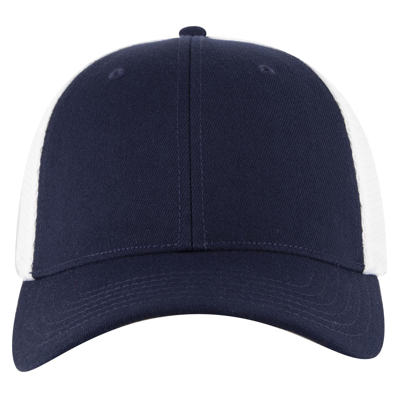 Right View of 0416 - Nvy/Wht OTTO CAP "OTTO FLEX" Fitted 6 Panel Low Profile Mesh Back Trucker Hat