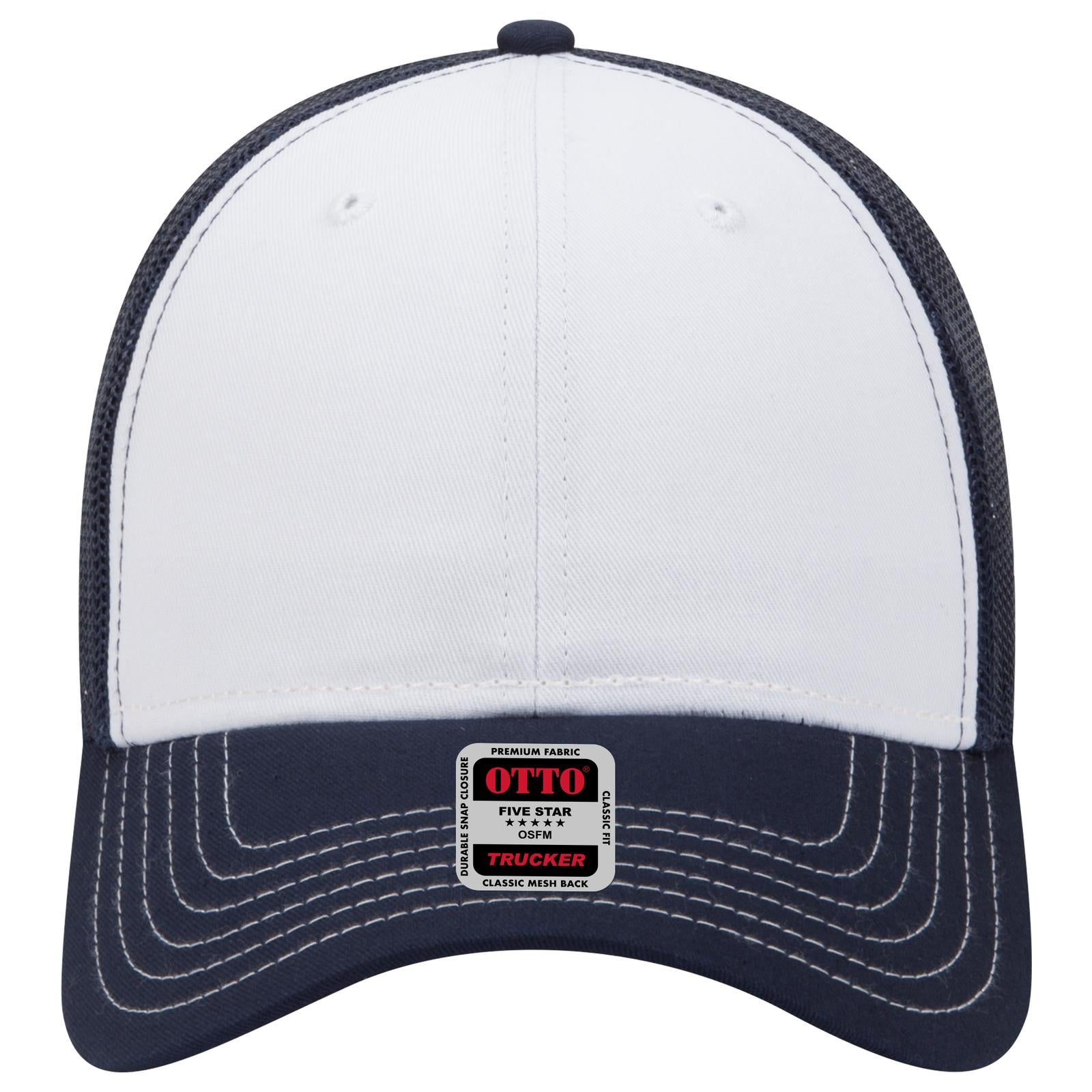 Right View of 041604 - Nvy/Wht/Nvy OTTO CAP 6 Panel Low Profile Mesh Back Trucker Hat