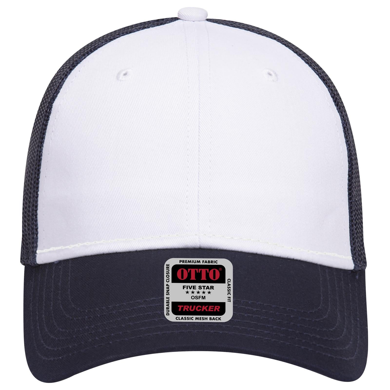 Right View of 041604 - Nvy/Wht/Nvy OTTO CAP 6 Panel Low Profile Mesh Back Trucker Hat