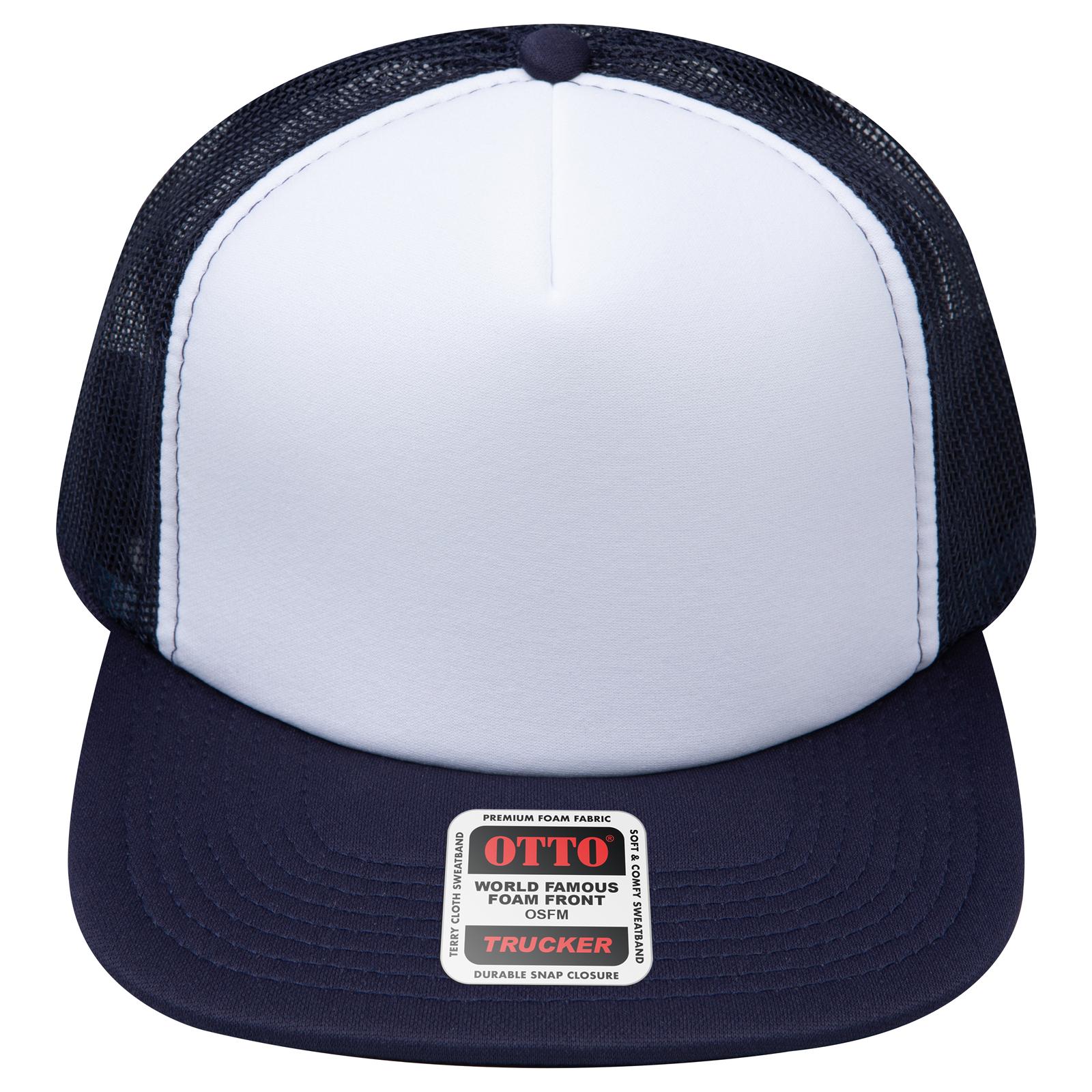 Right View of 041604 - Nvy/Wht/Nvy OTTO CAP "OTTO SNAP" 5 Panel High Crown Mesh Back Trucker Snapback Hat