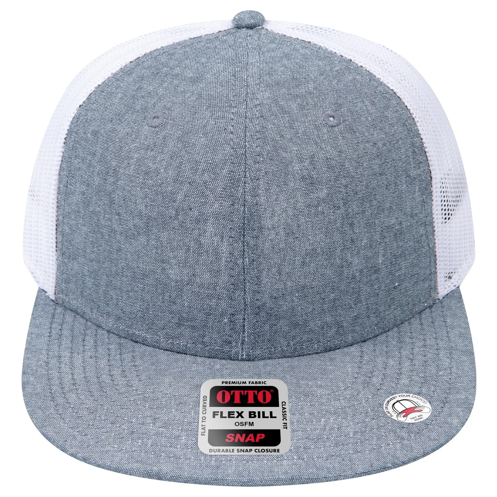 Right View of 0416A - Nvy/Wht OTTO CAP "OTTO SNAP" 6 Panel Pro Style Mesh Back Trucker Snapback Hat