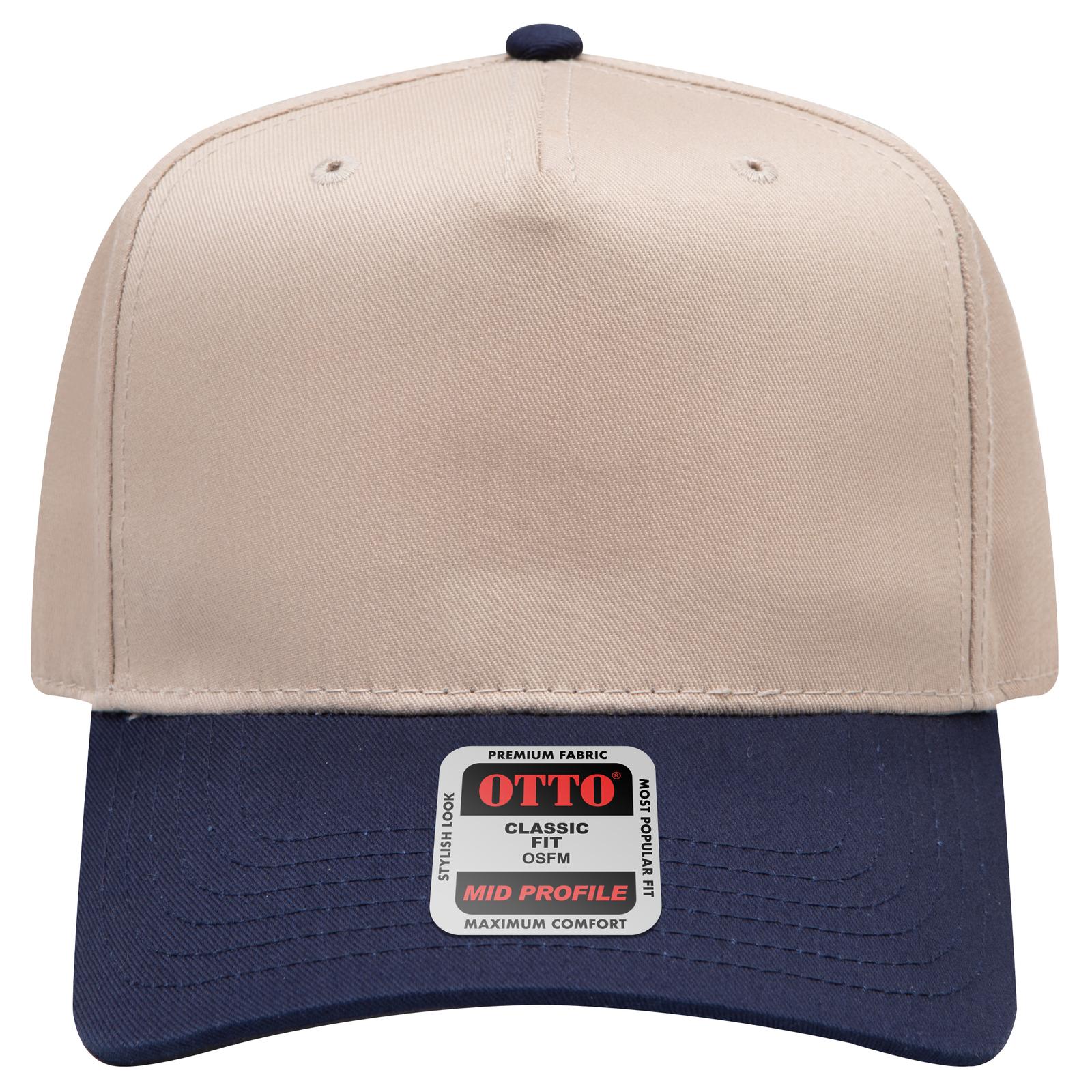 Right View of 0432 - Nvy/Kha OTTO CAP 5 Panel Mid Profile Baseball Cap