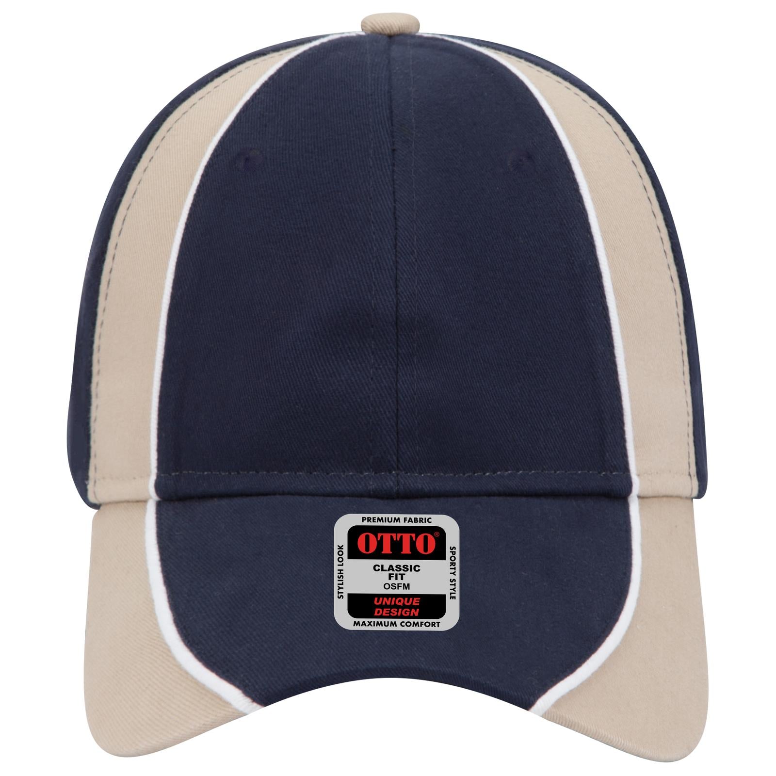 Right View of 043216 - Nvy/Kha/Wht OTTO CAP 6 Panel Low Profile Baseball Cap