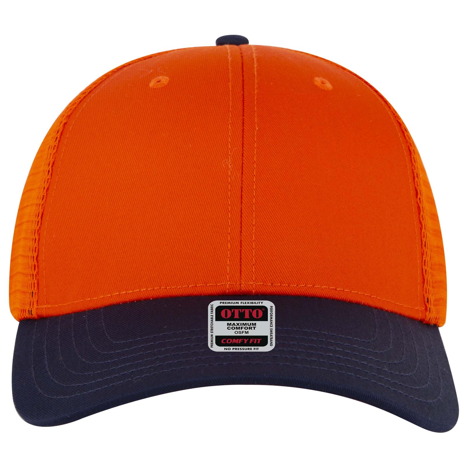 Right View of 046262 - Nvy/Org/Org OTTO CAP "OTTO COMFY FIT" 6 Panel Low Profile Mesh Back Trucker Hat