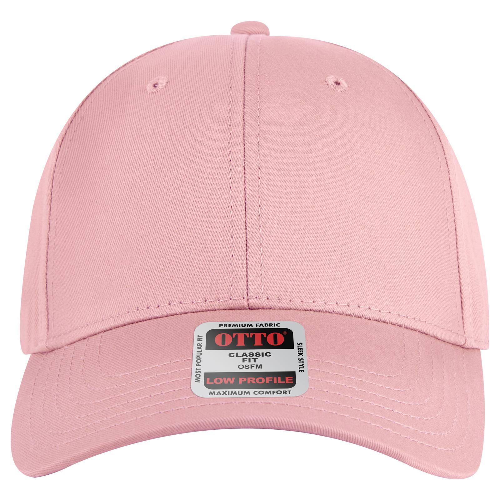 Front View of 050 - Pink OTTO CAP 6 Panel Low Profile Baseball Cap