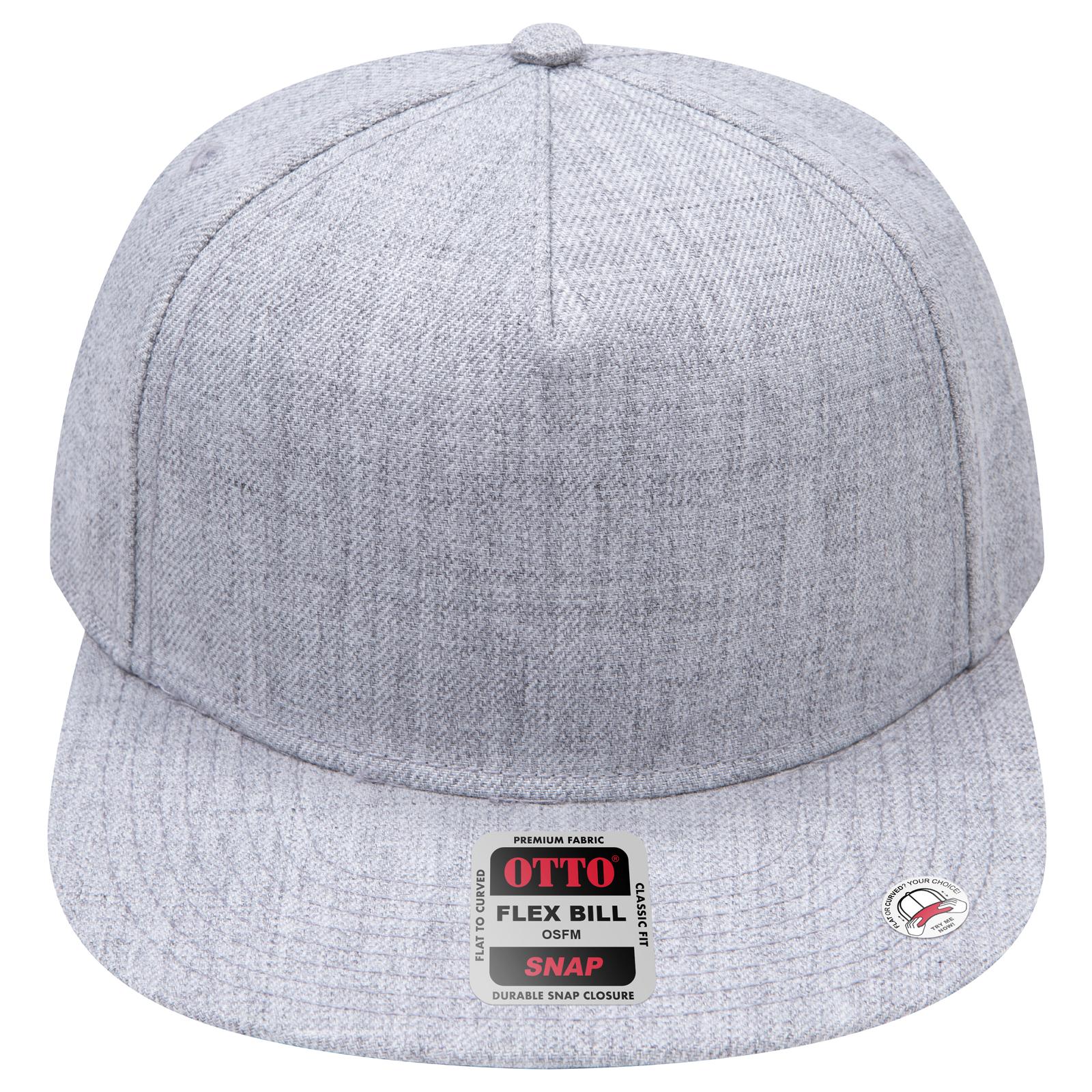Right View of 074 - Heath. Gray OTTO CAP "OTTO SNAP" 5 Panel Pro Style Snapback Hat