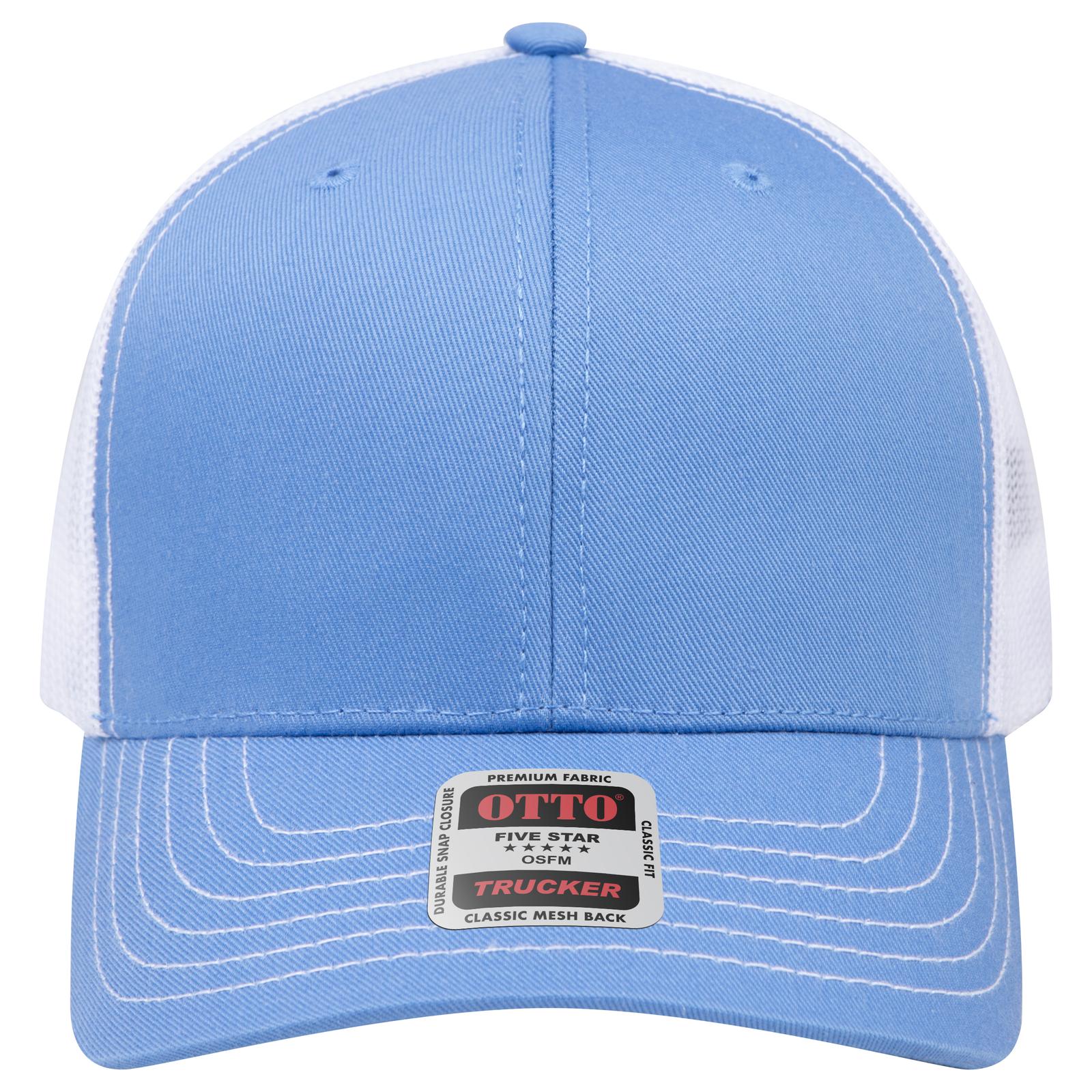 Right View of 080816 - Col. Blue/Col.Blue/Wht OTTO CAP 6 Panel Mid Profile Mesh Back Trucker Hat