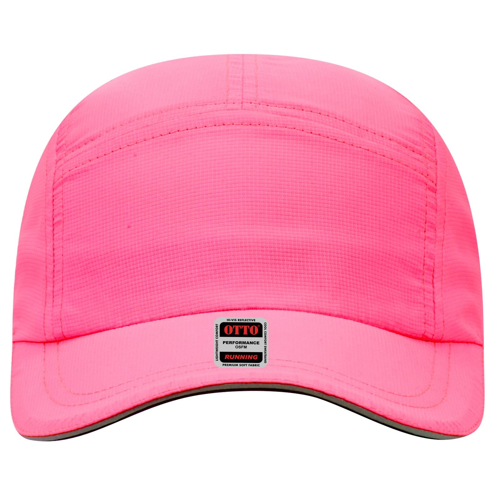 Front View of 089 - N. Pink OTTO CAP Reflective 5 Panel Running Cap