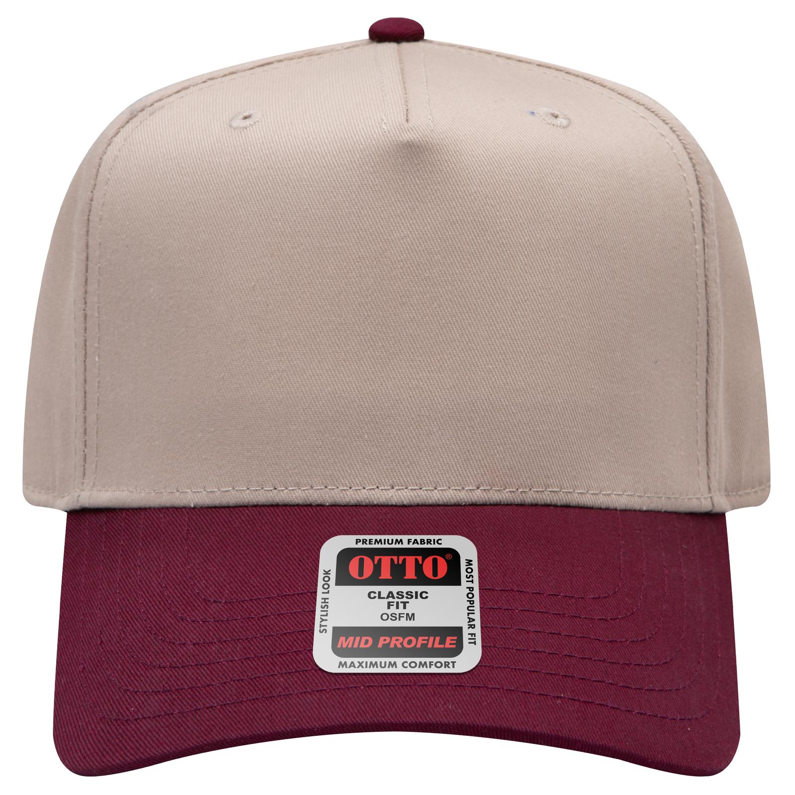 Front View of 1032 - Marn/Kha OTTO CAP 5 Panel Mid Profile Baseball Cap