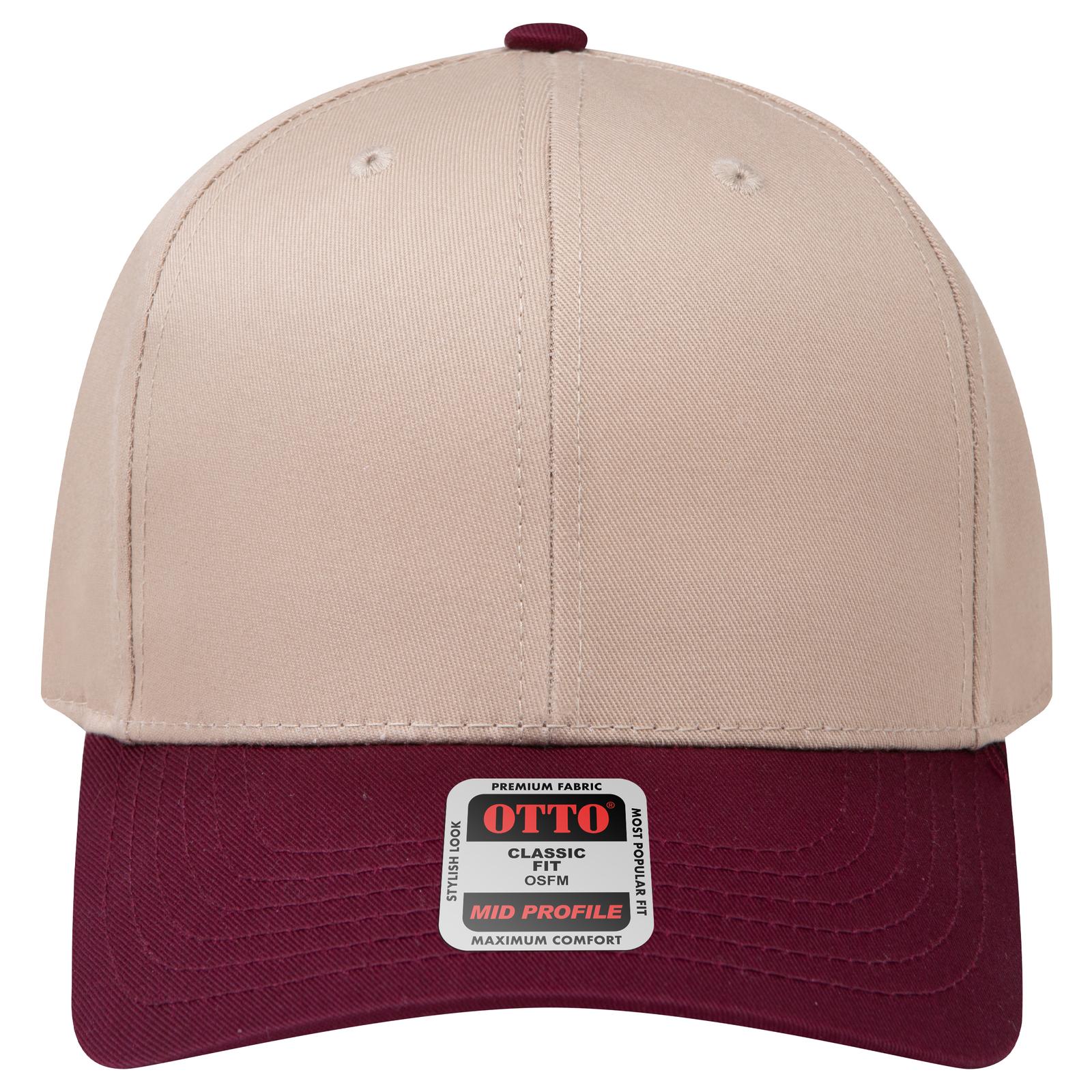 Front View of 1032 - Marn/Kha OTTO CAP 6 Panel Mid Profile Baseball Cap