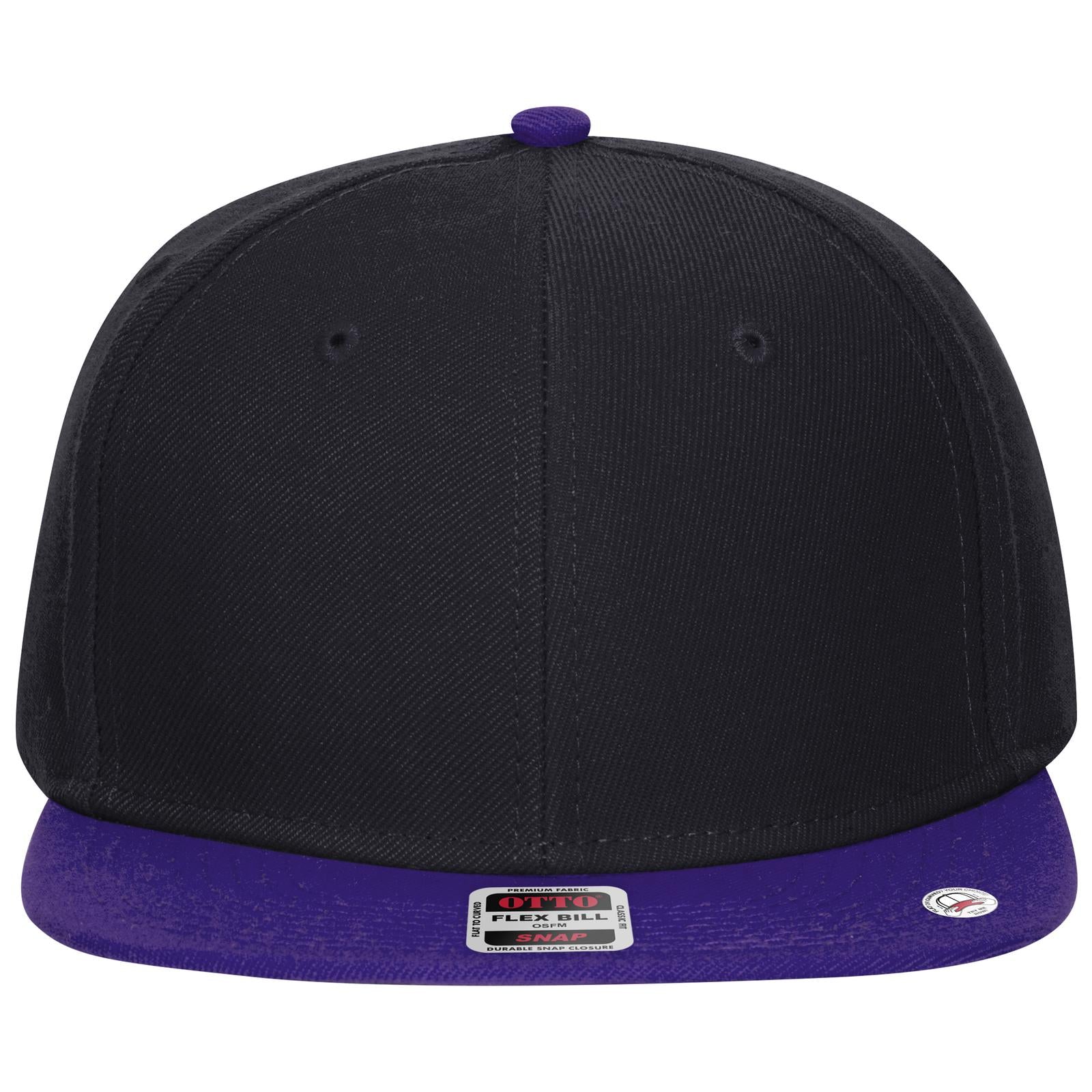 Front View of 110303 - Pur/Blk/Blk OTTO CAP "OTTO SNAP" 6 Panel Pro Style Snapback Hat