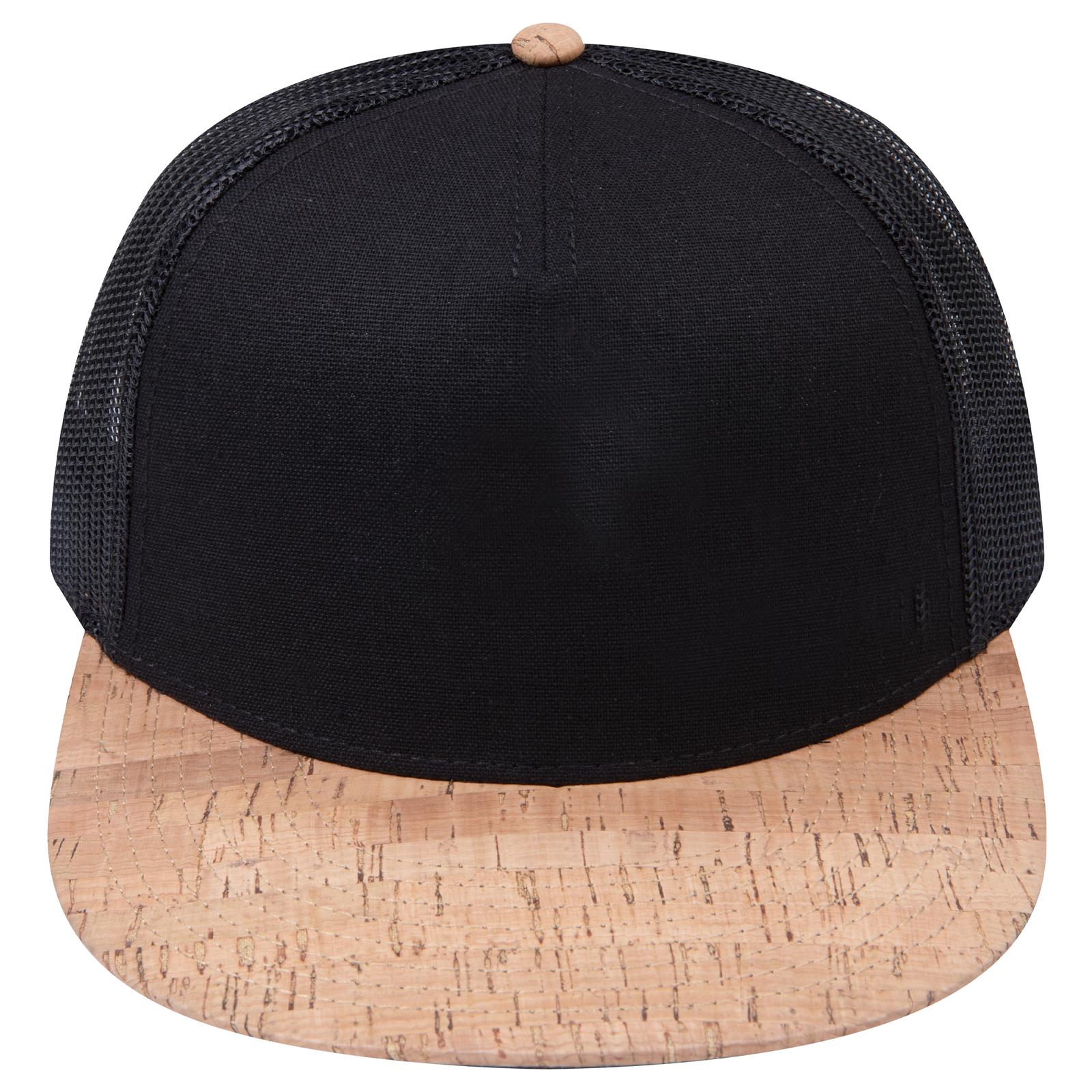 Right View of 11203B - Cork/Blk OTTO CAP "OTTO SNAP" 5 Panel Pro Style Mesh Back Trucker Snapback Hat