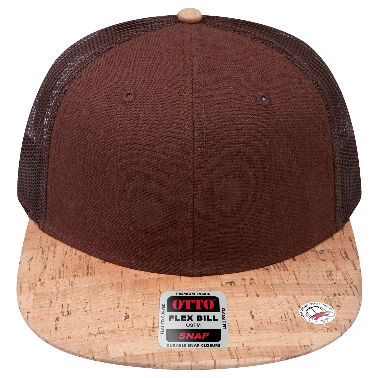 Right View of 11207 - Cork/Brn OTTO CAP "OTTO SNAP" 6 Panel Pro Style Mesh Back Trucker Snapback Hat