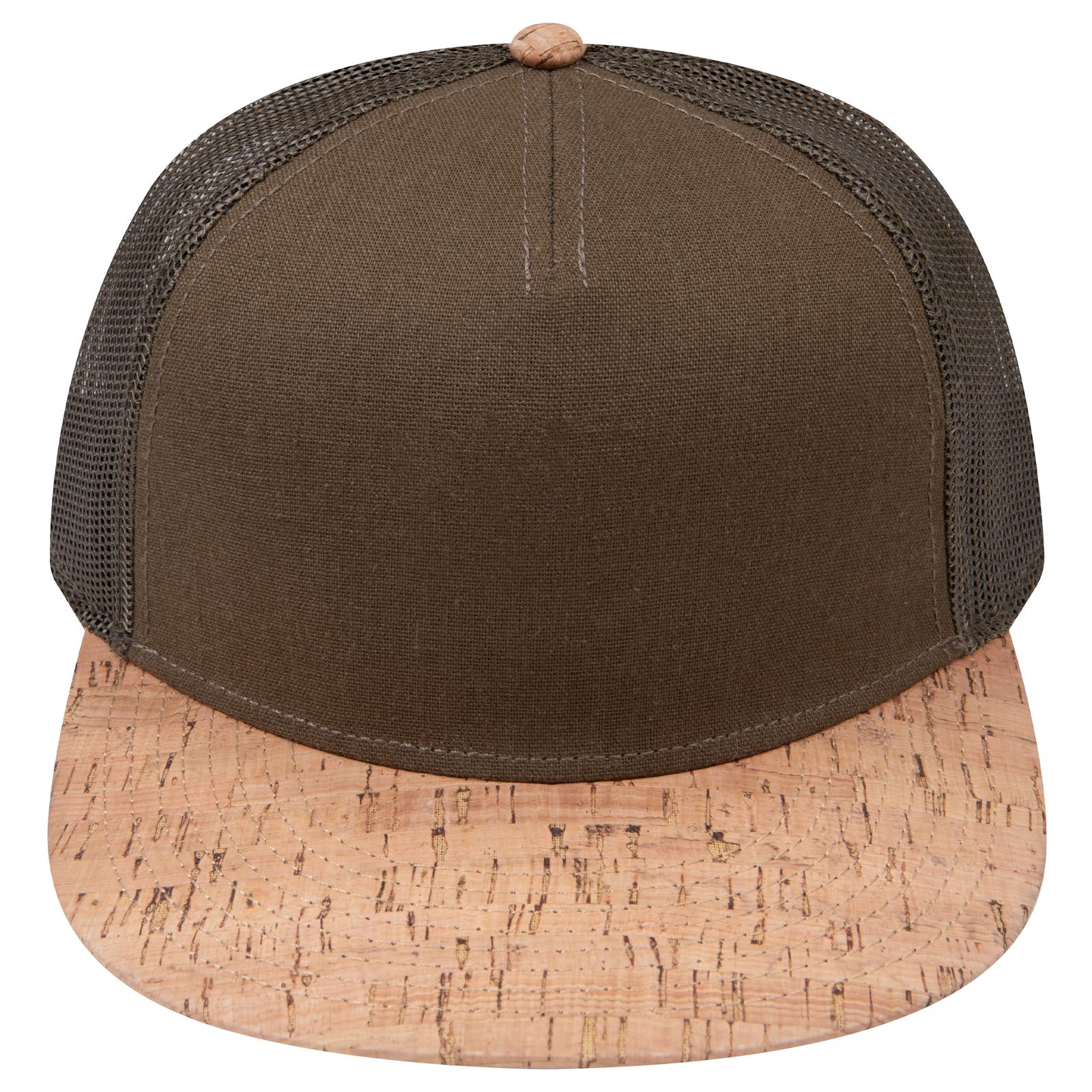 Right View of 11283B - Cork/Ml Grn OTTO CAP "OTTO SNAP" 5 Panel Pro Style Mesh Back Trucker Snapback Hat