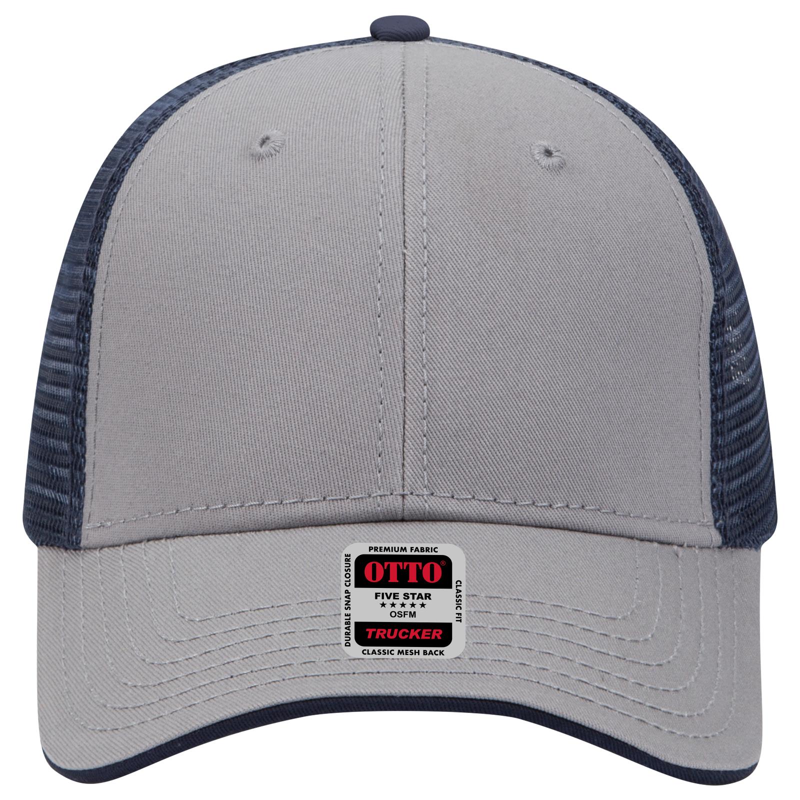 Right View of 141404 - Gry/Gry/Nvy OTTO CAP 6 Panel Low Profile Mesh Back Trucker Hat