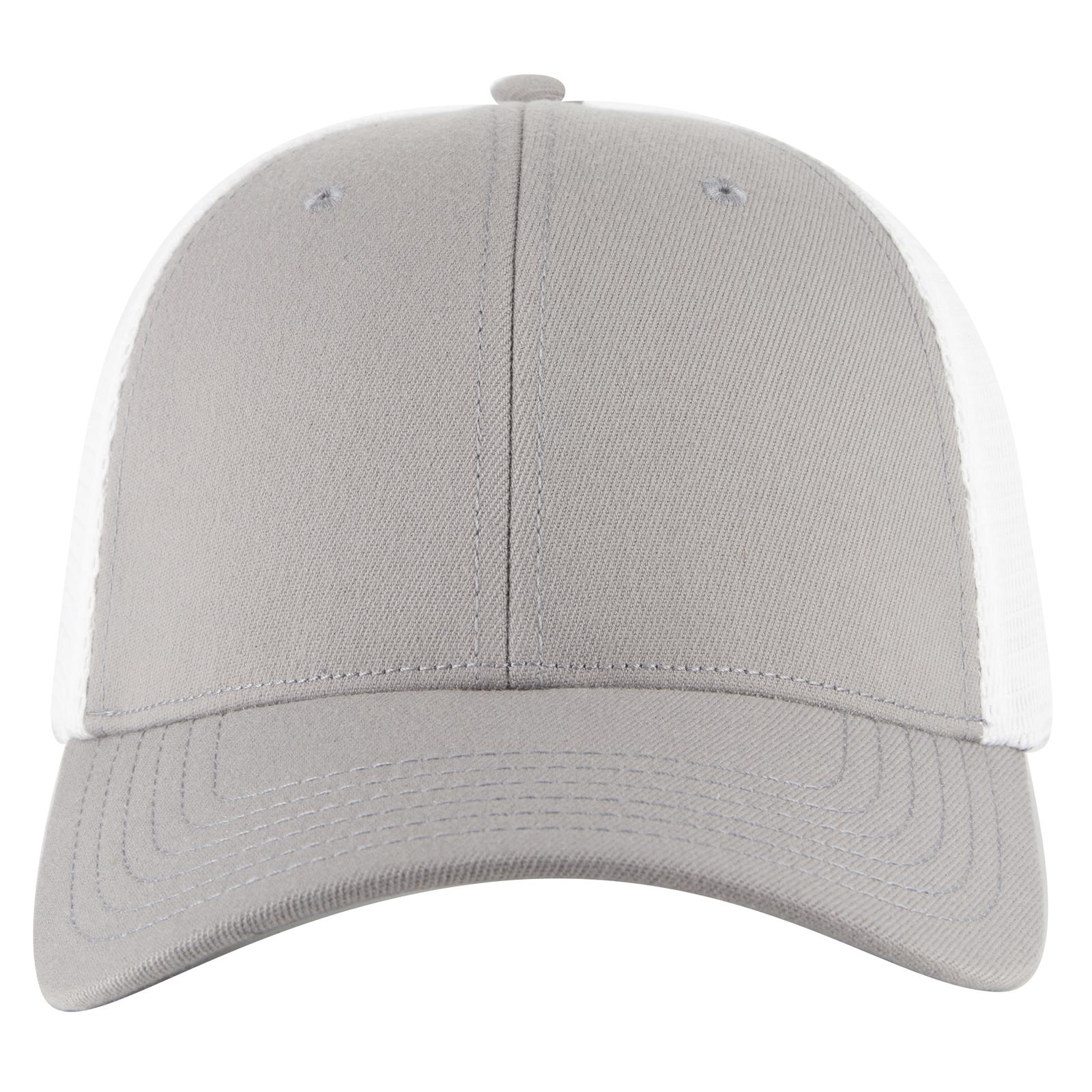 Front View of 1416 - Gry/Wht OTTO CAP "OTTO FLEX" Fitted 6 Panel Low Profile Mesh Back Trucker Hat