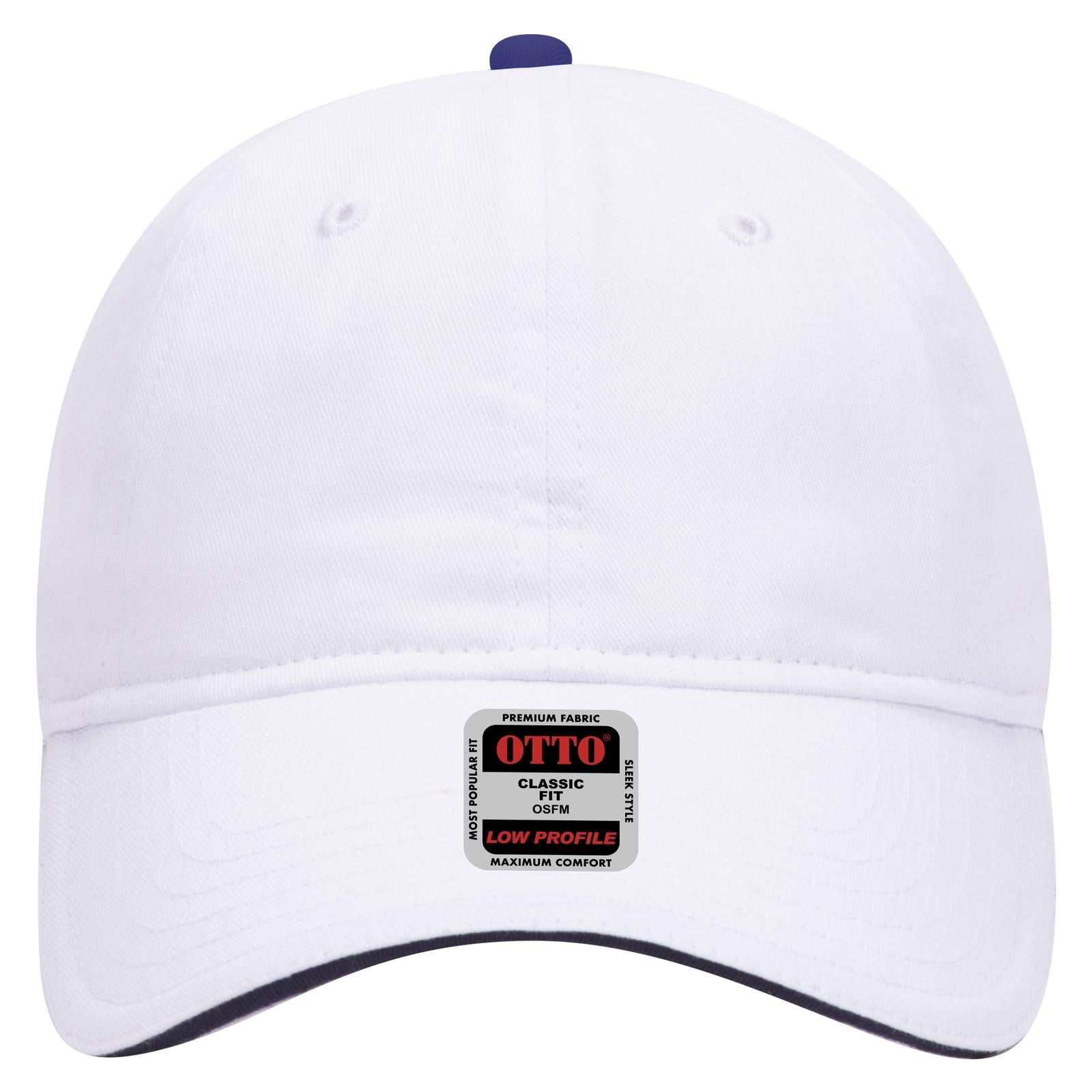Right View of 161604 - Wht/Wht/Nvy OTTO CAP 6 Panel Low Profile Baseball Cap