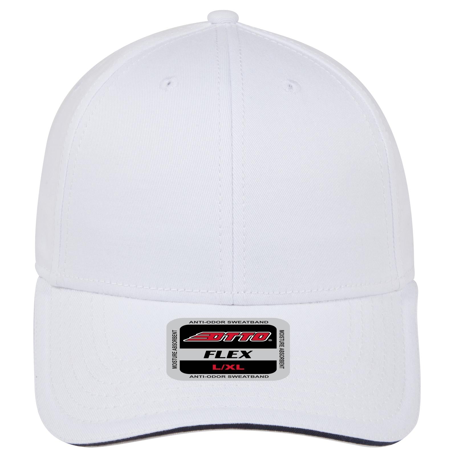 Right View of 161604 - Wht/Wht/Nvy OTTO CAP "OTTO FLEX" Fitted 6 Panel Low Profile Baseball Cap