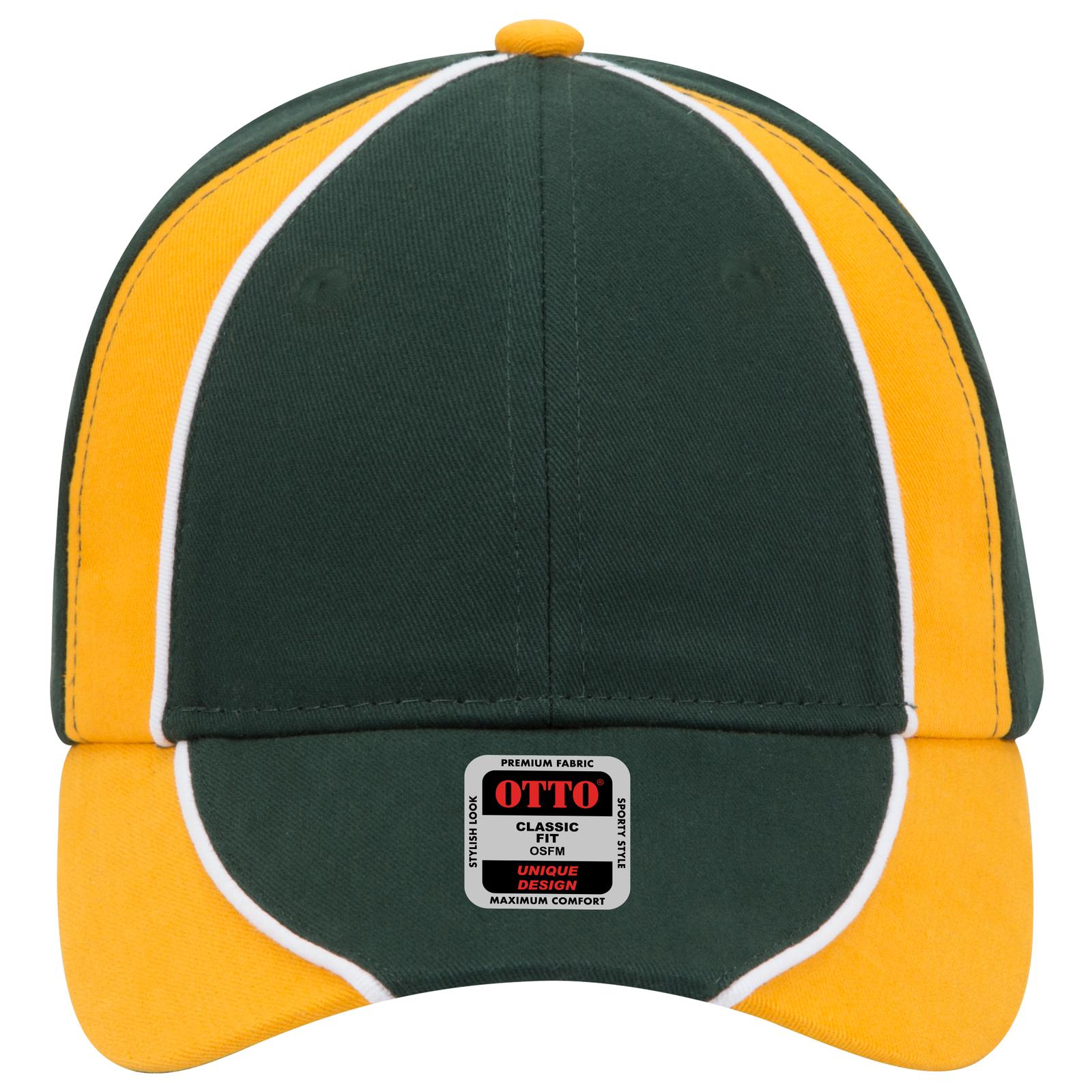 Front View of 170616 - Dk.Grn/Gld/Wht OTTO CAP 6 Panel Low Profile Baseball Cap