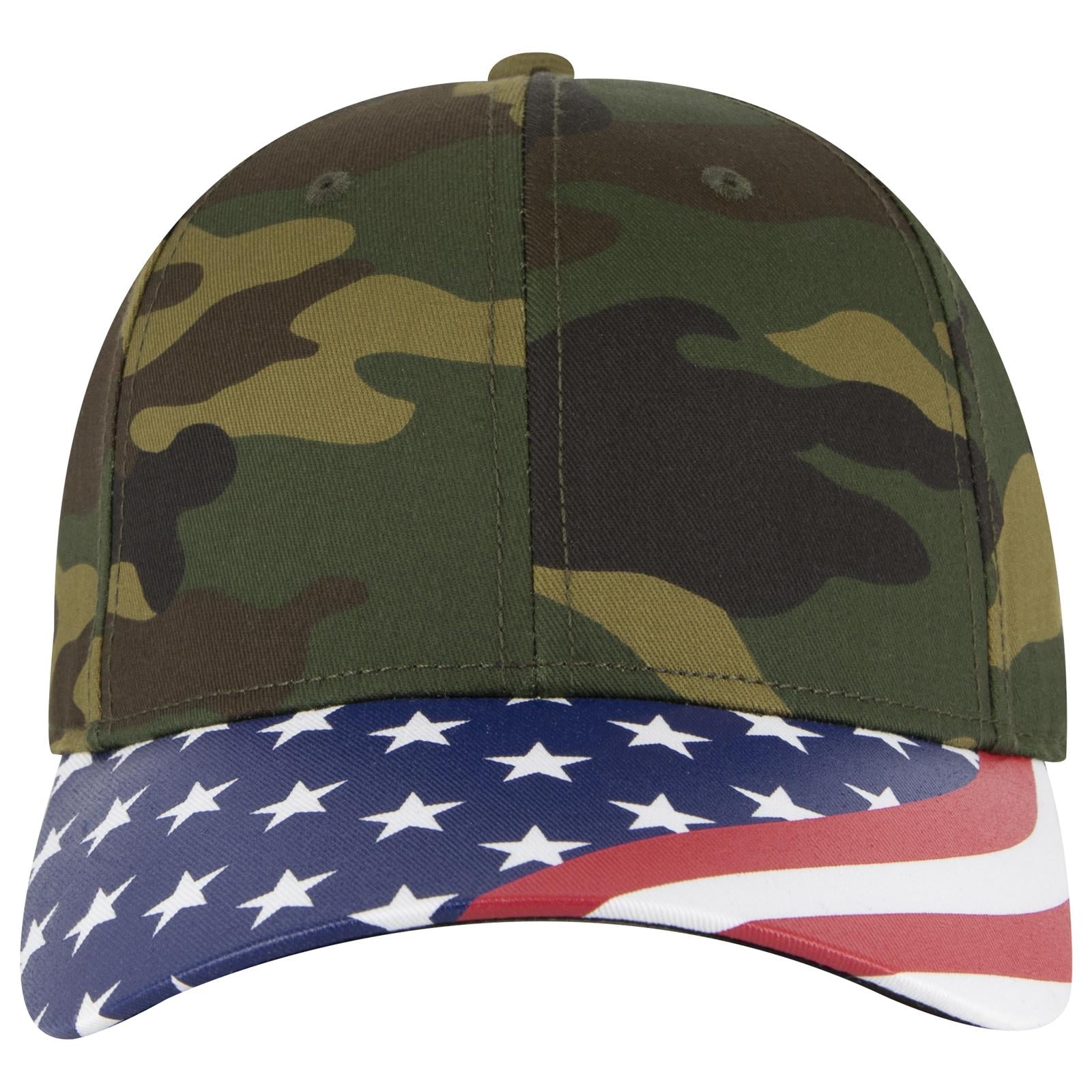 Front View of 1707 - Dk.Grn/Brn OTTO CAP 6 Panel Low Profile Baseball Cap