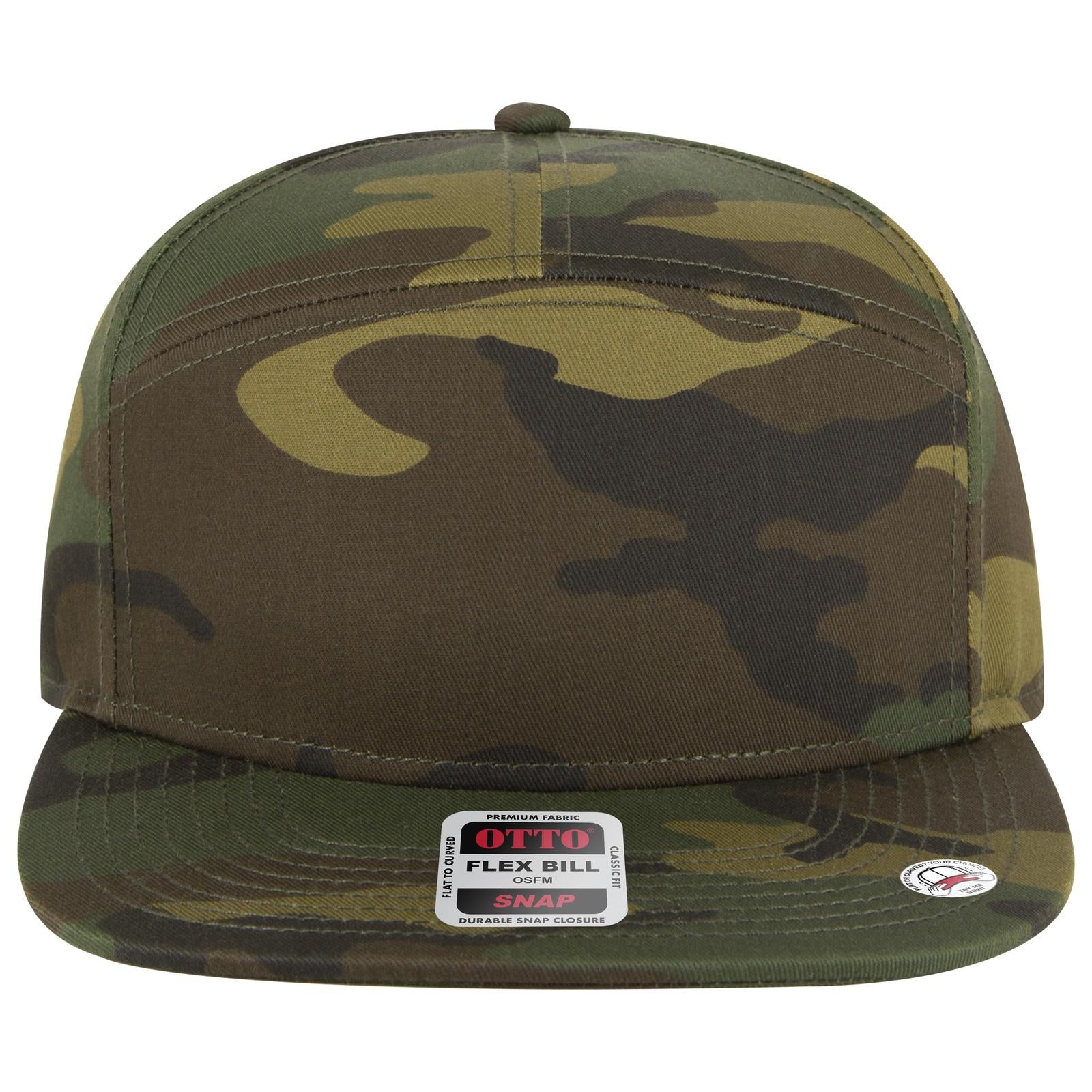 Front View of 1707 - Dk.Grn/Brn OTTO CAP "OTTO SNAP" 7 Panel Pro Style Snapback Hat