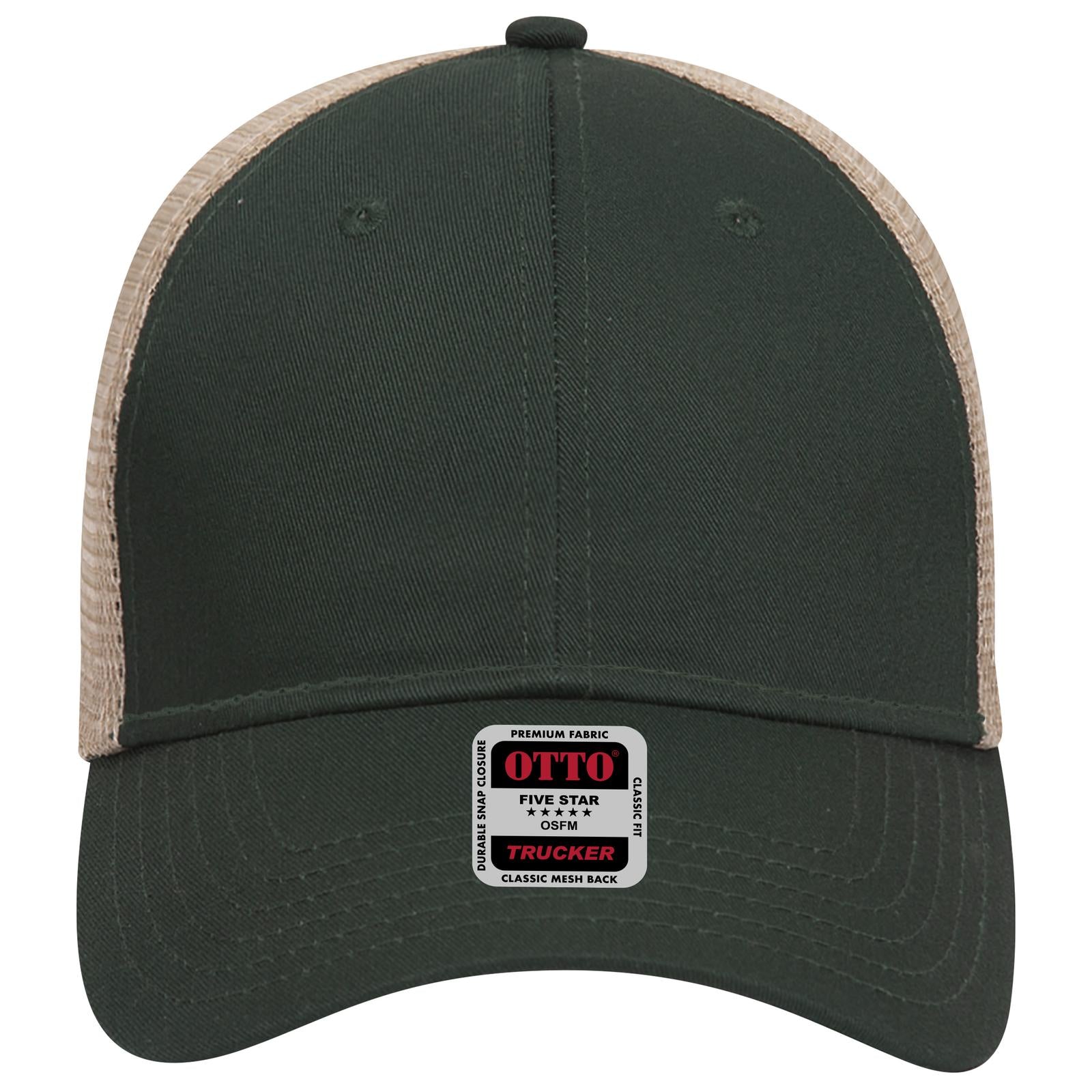 Right View of 171732 - Dk.Grn/Dk.Grn/Kha OTTO CAP 6 Panel Low Profile Mesh Back Trucker Hat