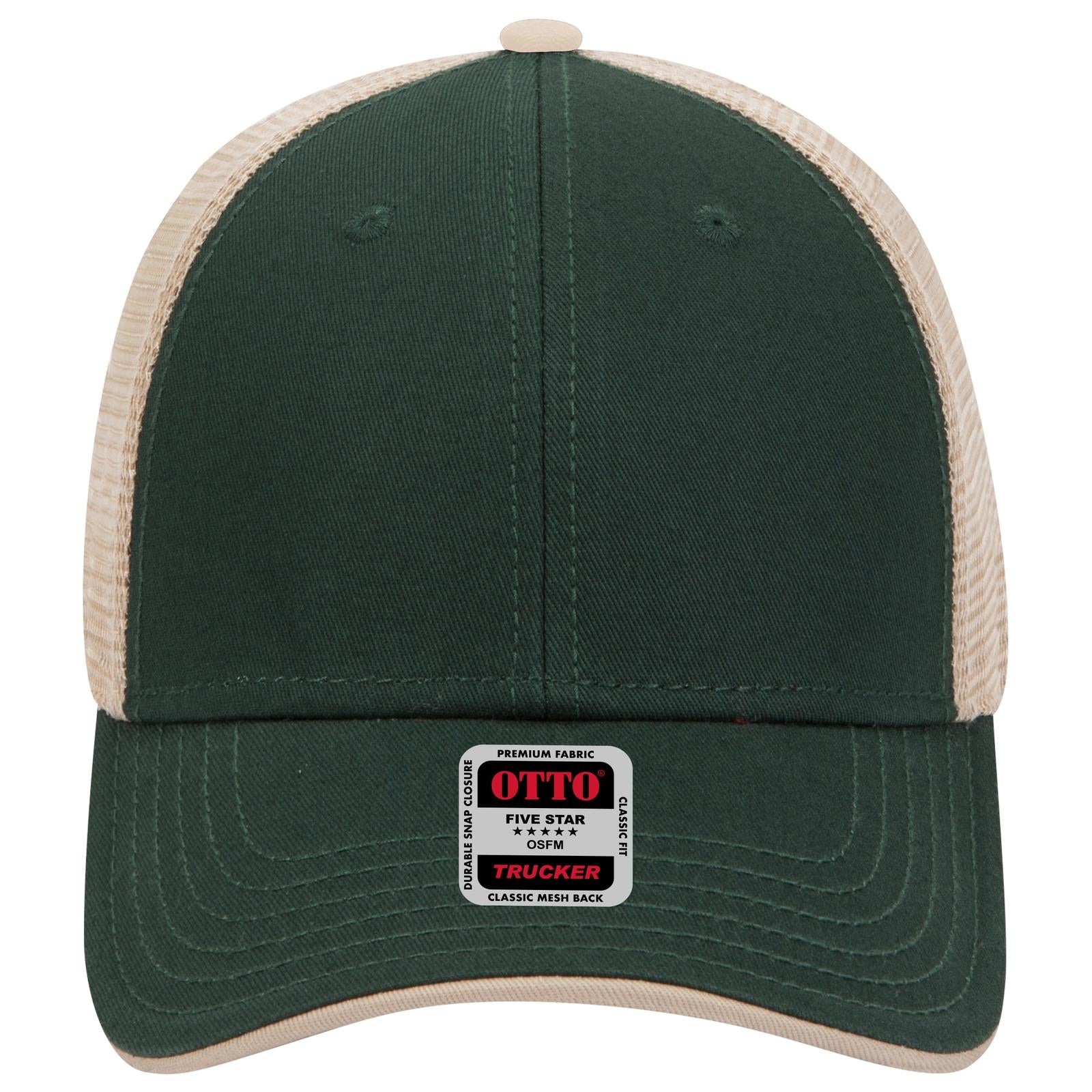 Right View of 171732 - Dk.Grn/Dk.Grn/Kha OTTO CAP 6 Panel Low Profile Mesh Back Trucker Hat
