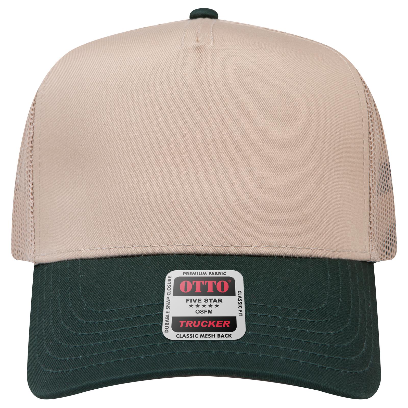 Right View of 1732 - Dk.Grn/Kha OTTO CAP 5 Panel Mid Profile Mesh Back Trucker Hat