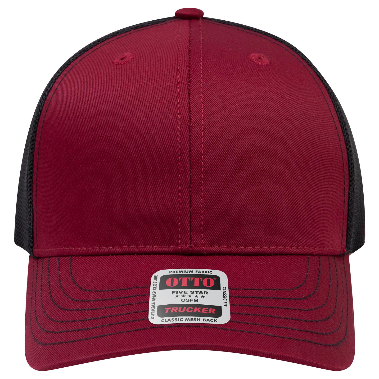 Front View of 191903 - Bg.Mrn/Bg.Mrn/Blk OTTO CAP 6 Panel Mid Profile Mesh Back Trucker Hat