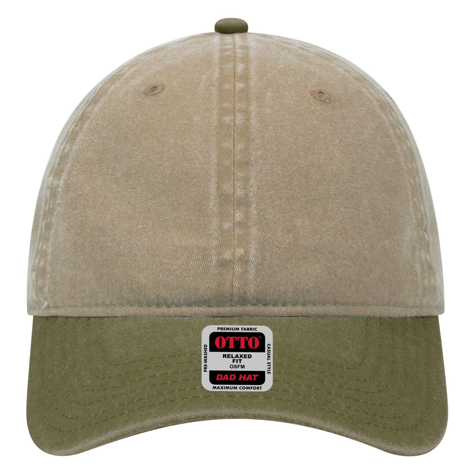 Right View of 2132 - Ol.Grn/Kha OTTO CAP 6 Panel Low Profile Dad Hat