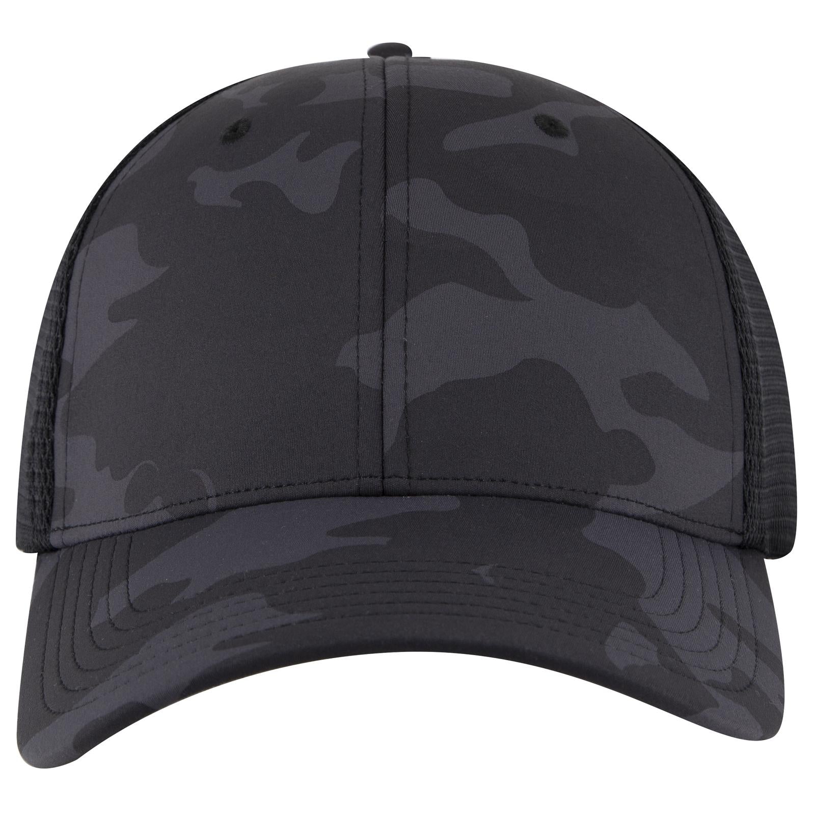 Right View of 250303 - Ch. Gry/Blk/Blk OTTO CAP "OTTO COMFY FIT" 6 Panel Low Profile Mesh Back Trucker Hat