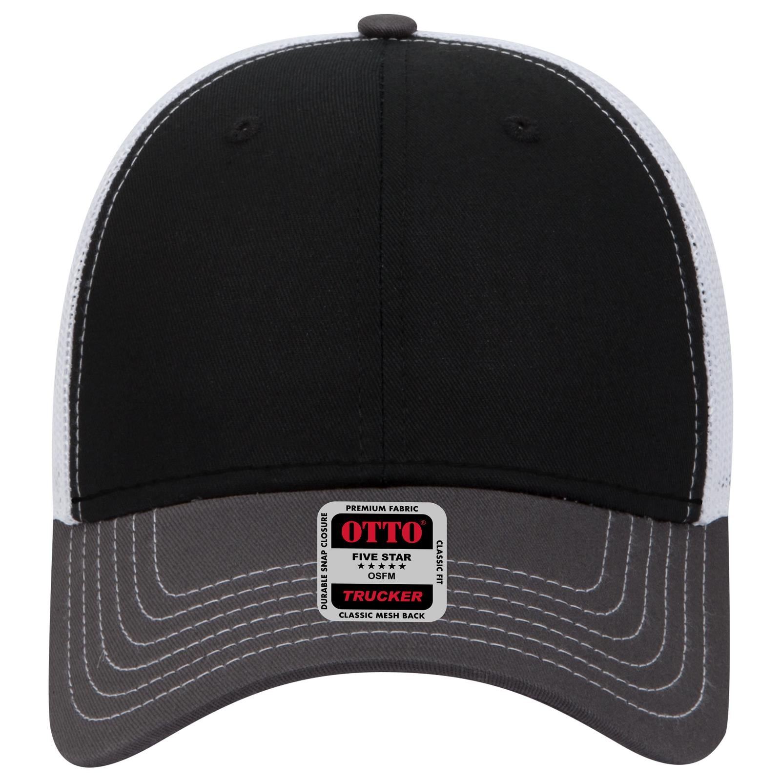 Right View of 250316 - Ch.Gry/Blk/Wht OTTO CAP 6 Panel Low Profile Mesh Back Trucker Hat