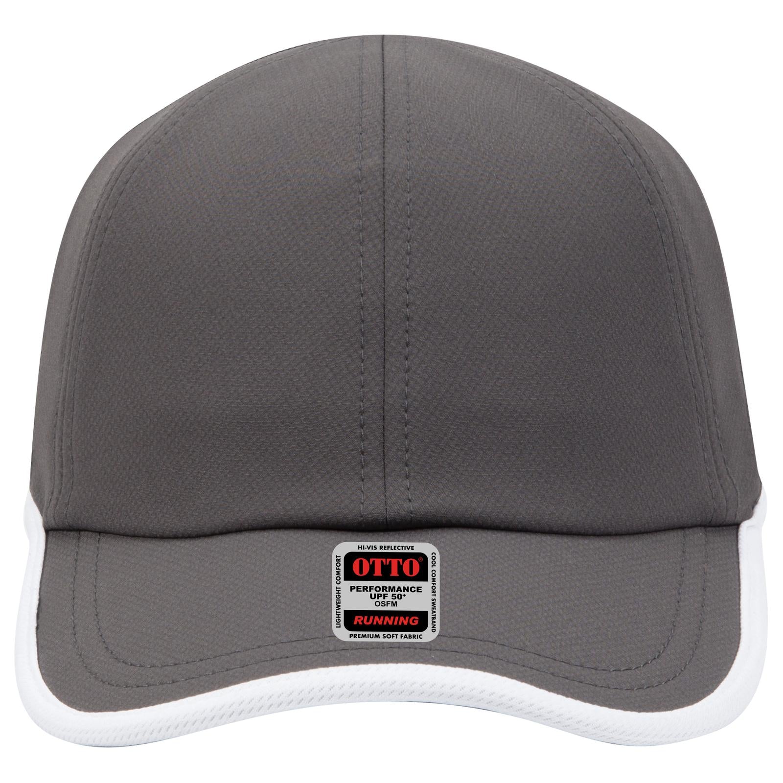 Front View of 2516 - Ch.Gry/Wht OTTO CAP UPF 50+ 6 Panel Running Hat