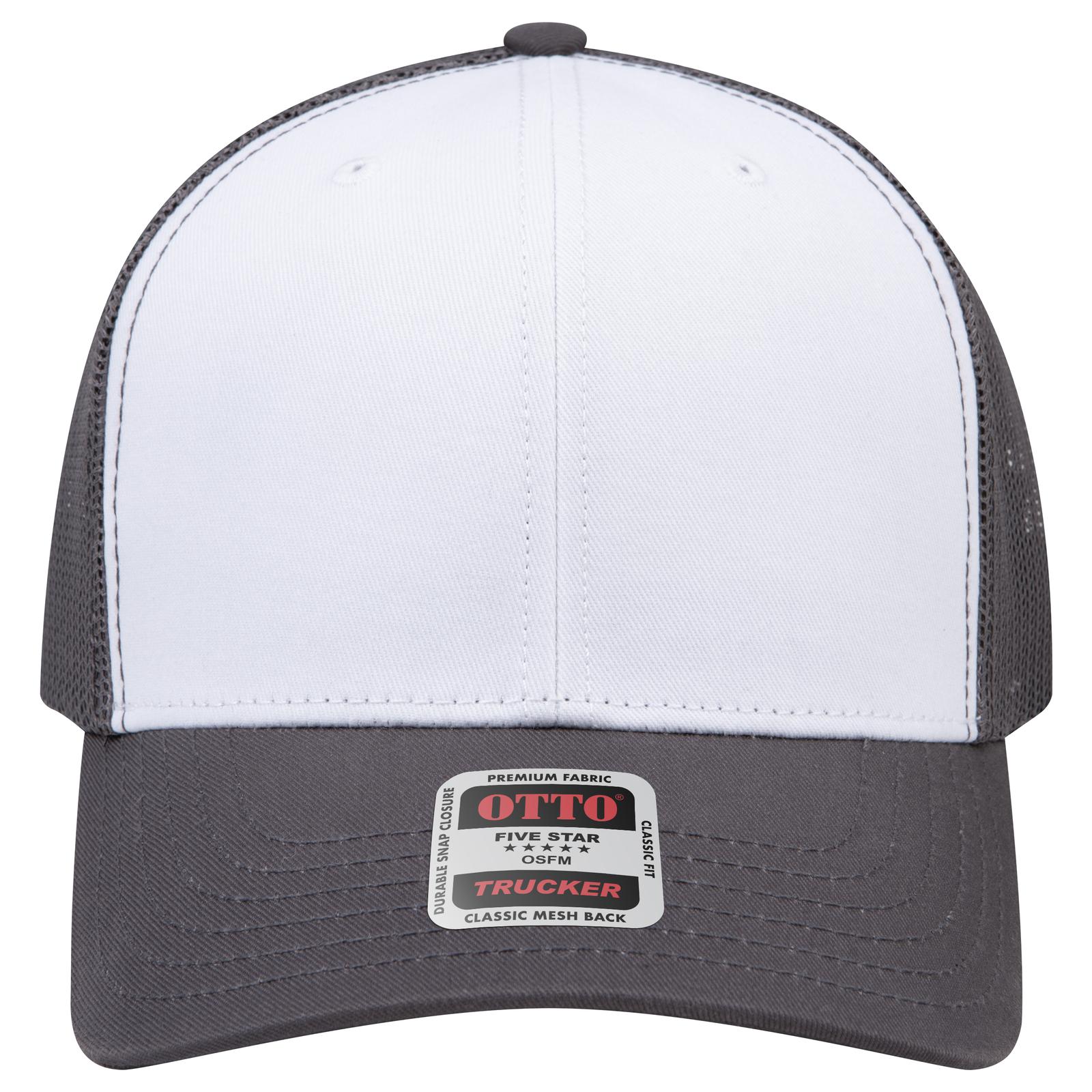 Right View of 251625 - Ch.Gry/Wht/Ch.Gry OTTO CAP 6 Panel Mid Profile Mesh Back Trucker Hat
