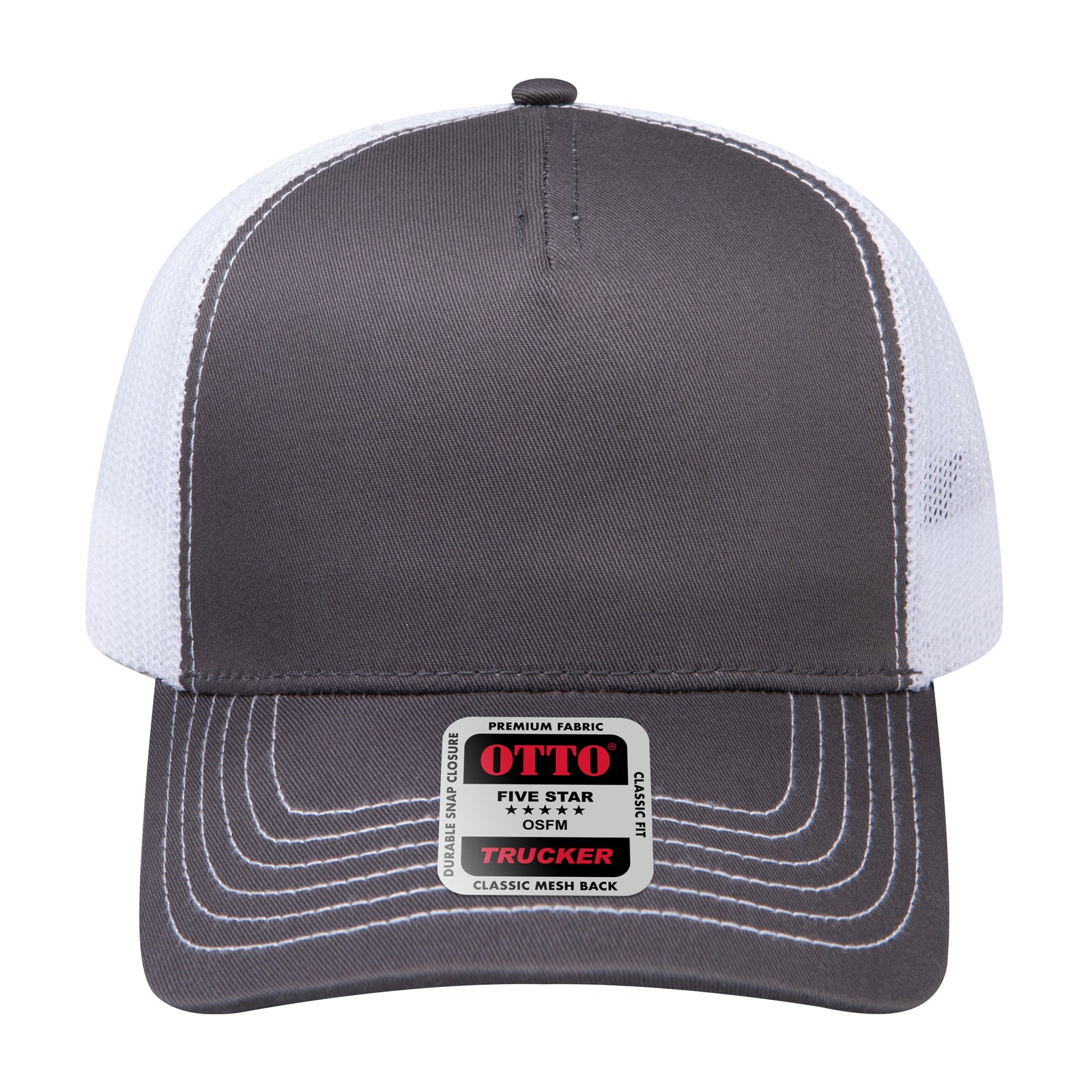 Right View of 252516 - Ch.Gry/Ch.Gry/Wht OTTO CAP 5 Panel Low Profile Mesh Back Trucker Hat