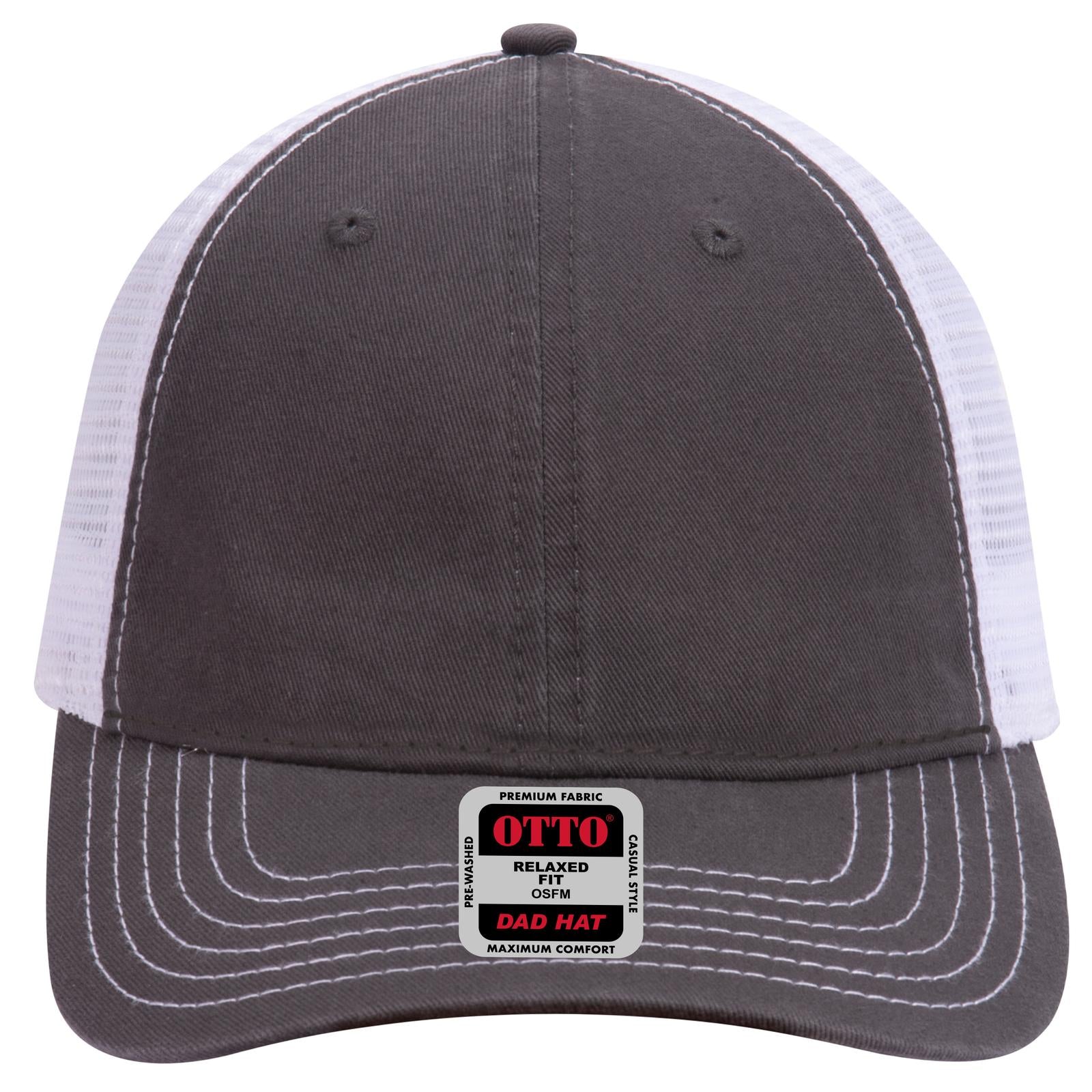 Right View of 252516 - Ch.Gry/Ch.Gry/Wht OTTO CAP 6 Panel Low Profile Mesh Back Trucker Dad Hat