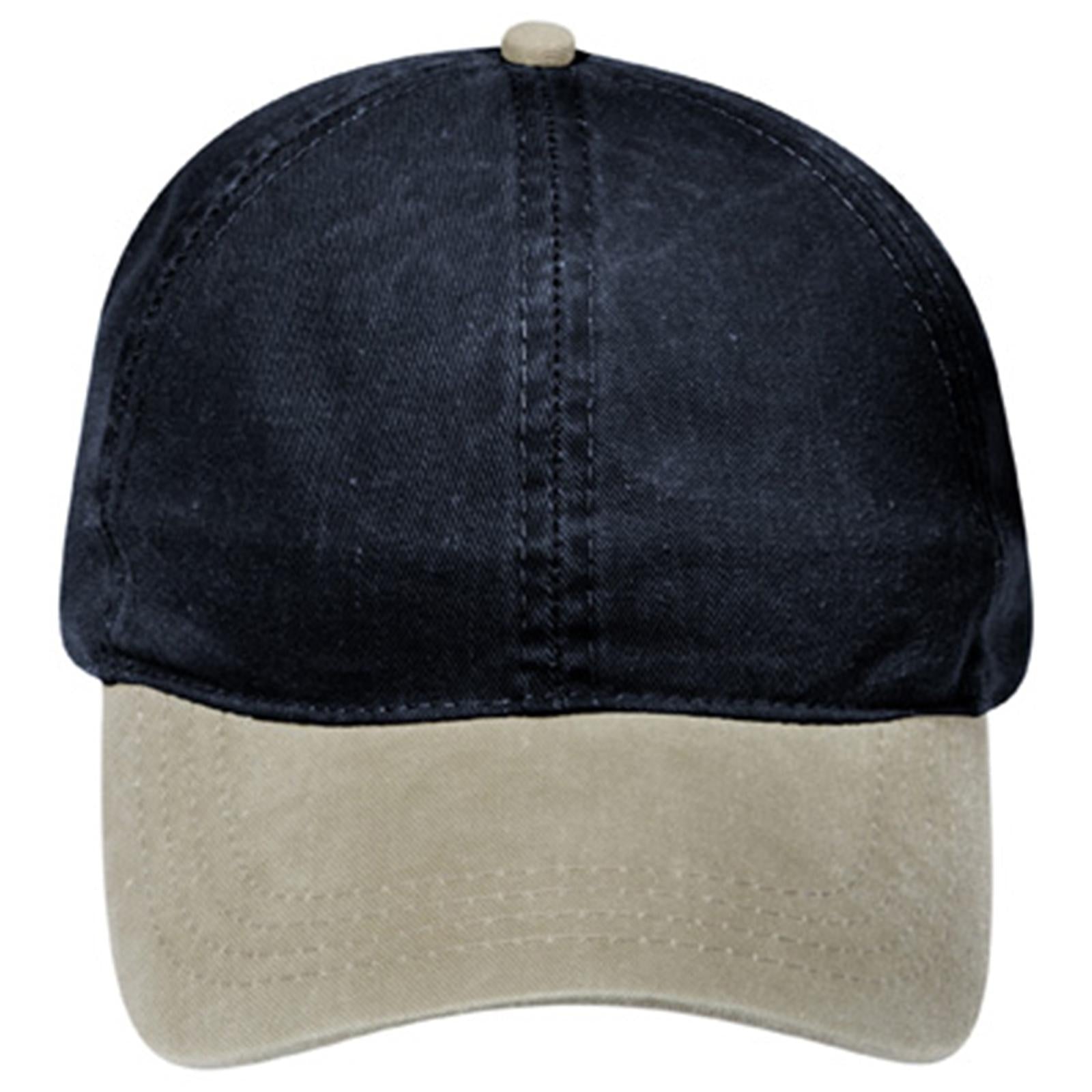 Front View of 3203 - Kha/Blk OTTO CAP 4 Panel Ponytail Cap