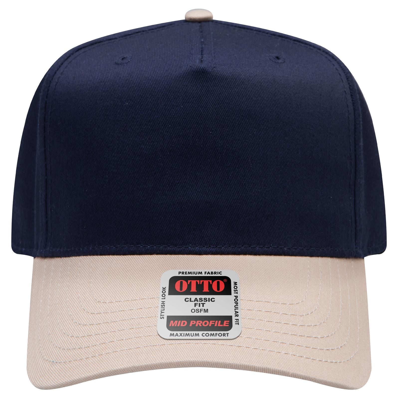 Right View of 3204 - Kha/Nvy OTTO CAP 5 Panel Mid Profile Baseball Cap