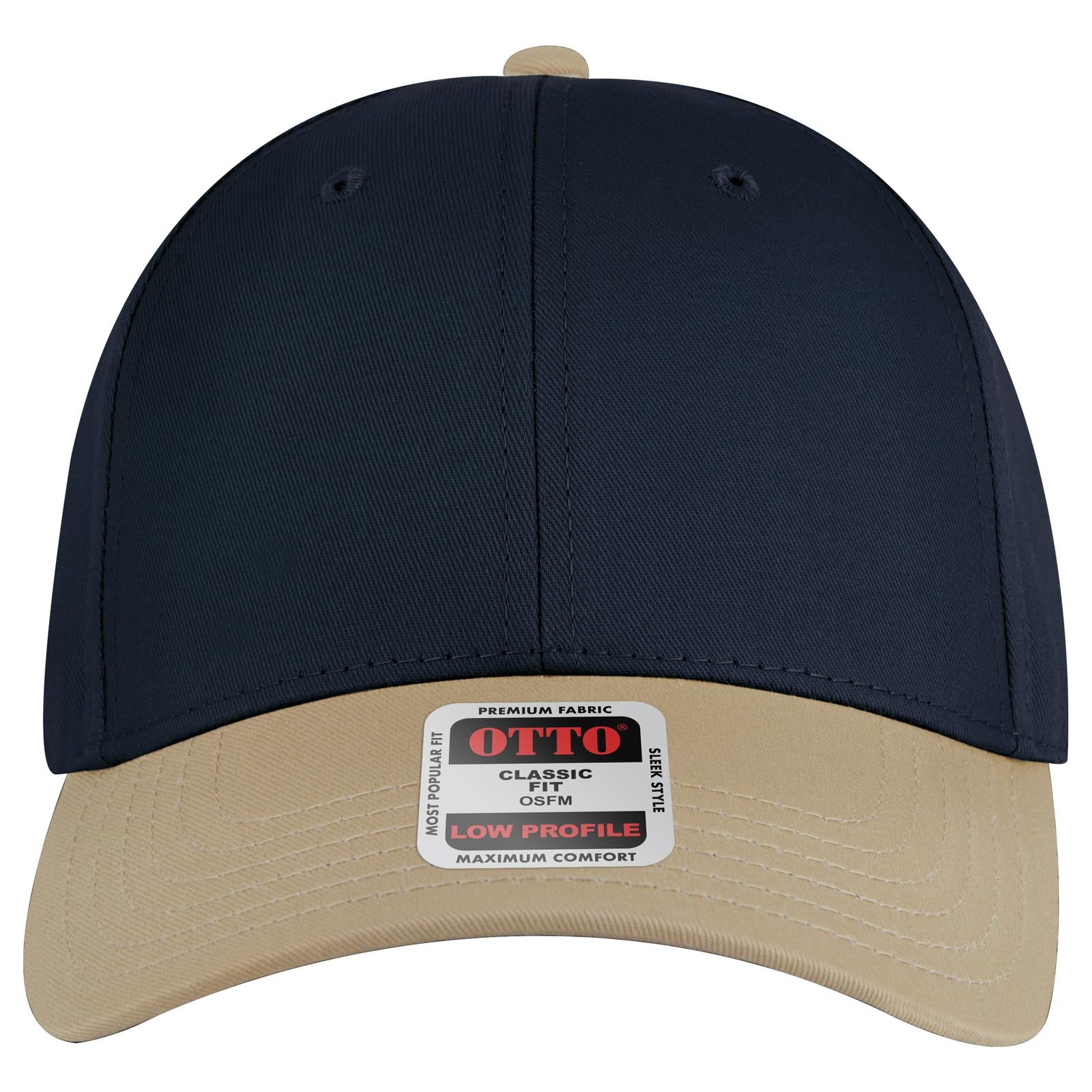 Right View of 320404 - Kha/Nvy/Nvy OTTO CAP 6 Panel Low Profile Baseball Cap